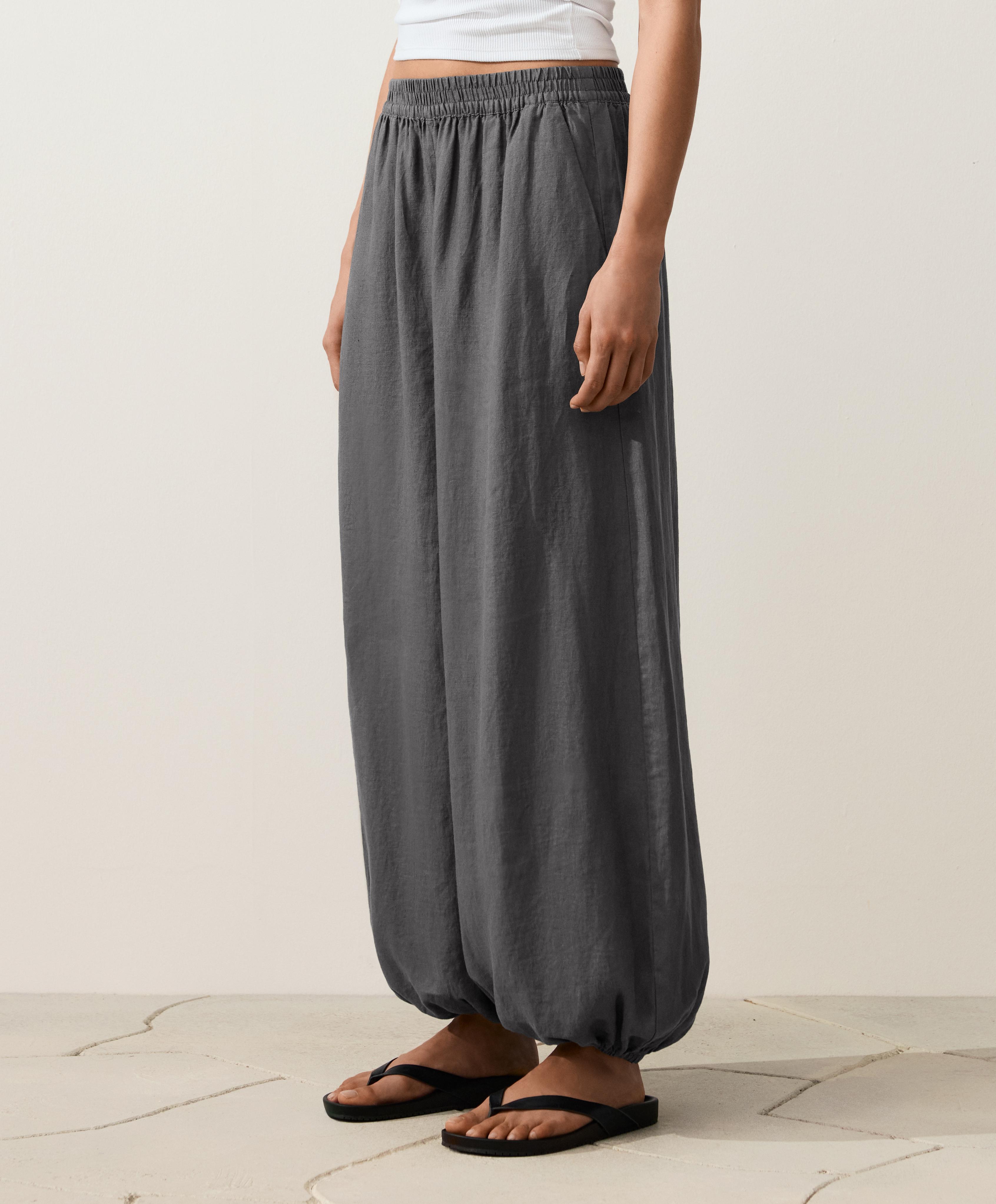 100% linen bloomer trousers — STEEL GREY