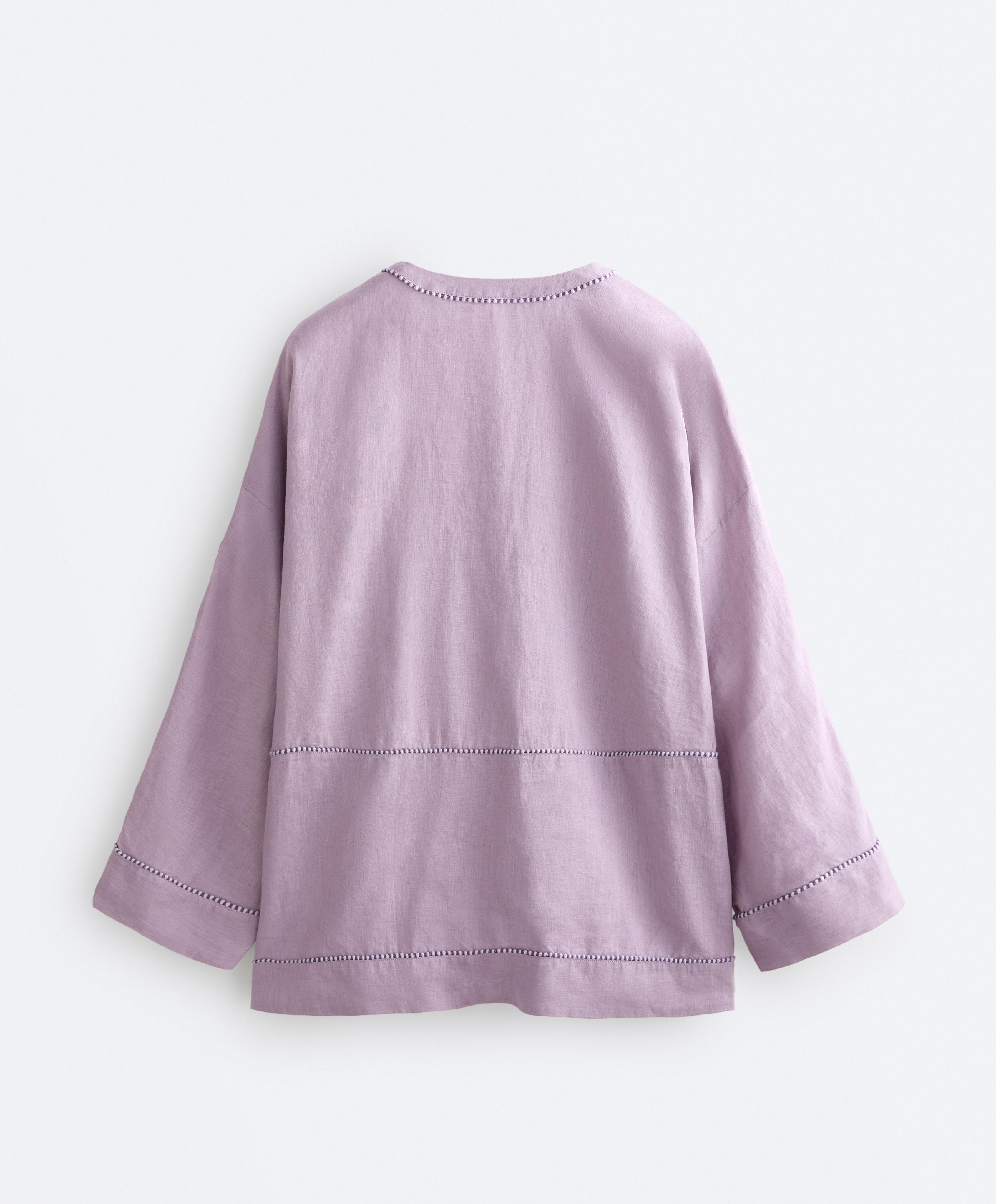 100% linen kaftan shirt — LILAC