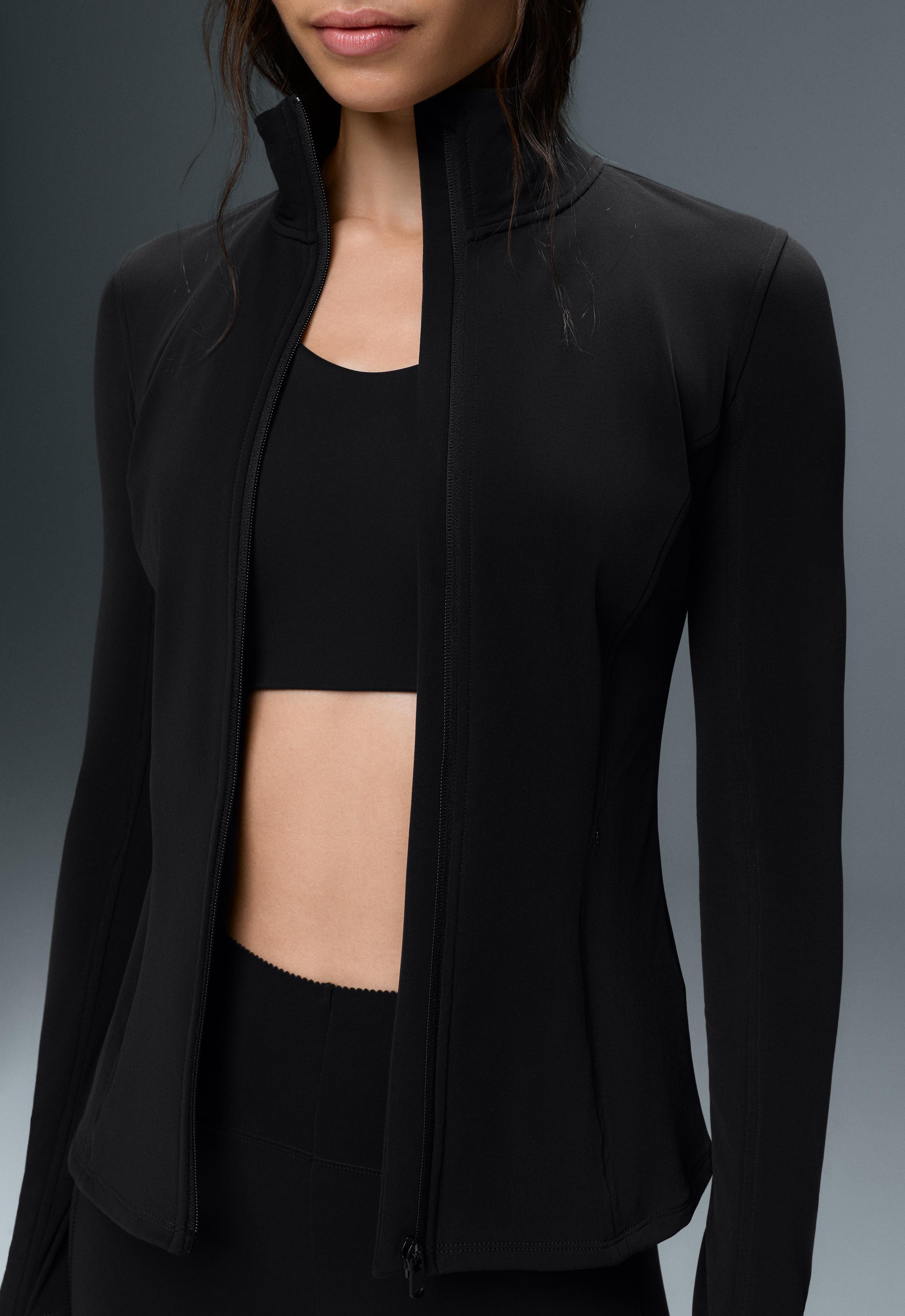 Long light warm technical jacket — BLACK