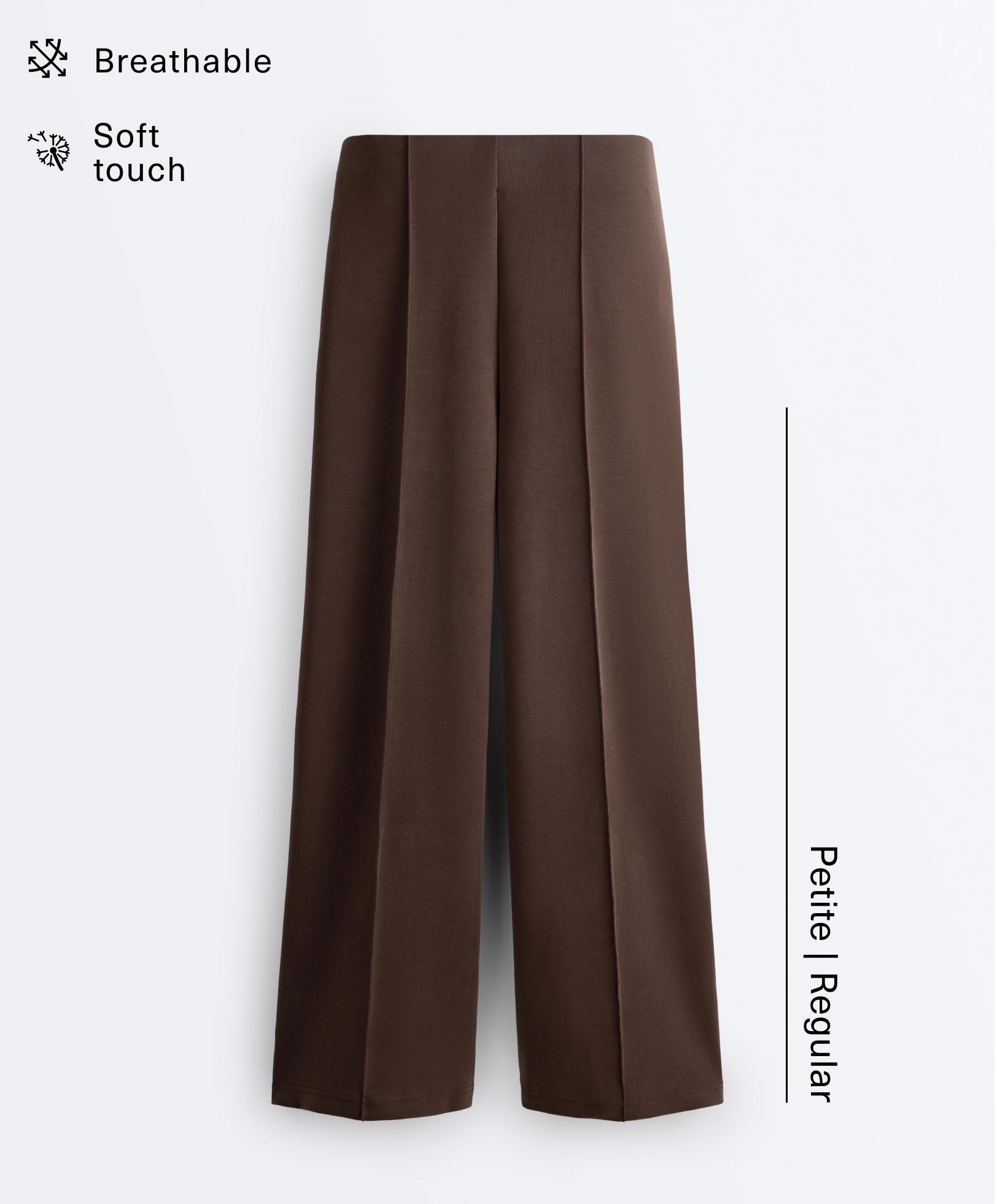 Straight-leg trousers with modal and crease — BROWN