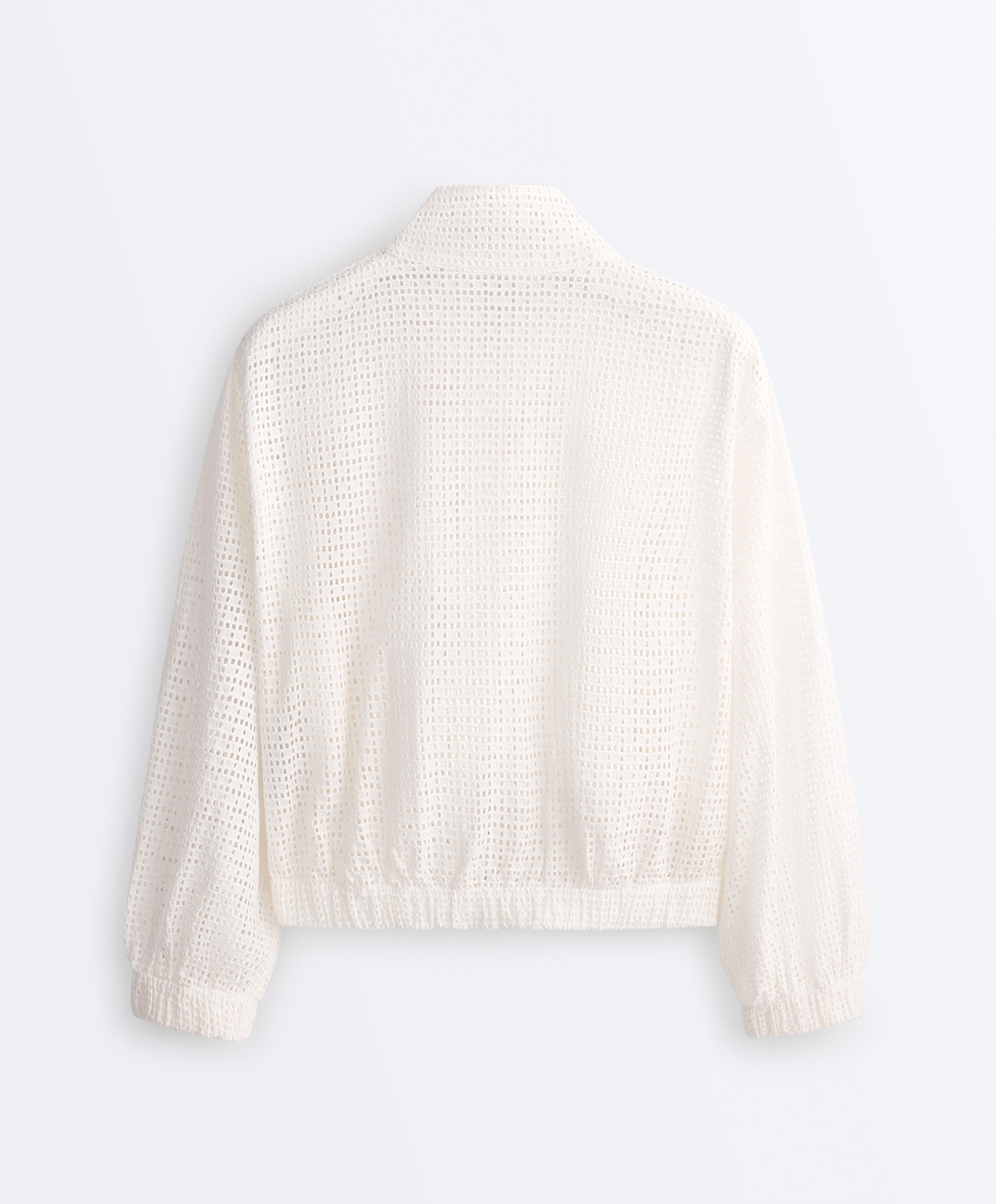 100% cotton openwork jacket — WHITE