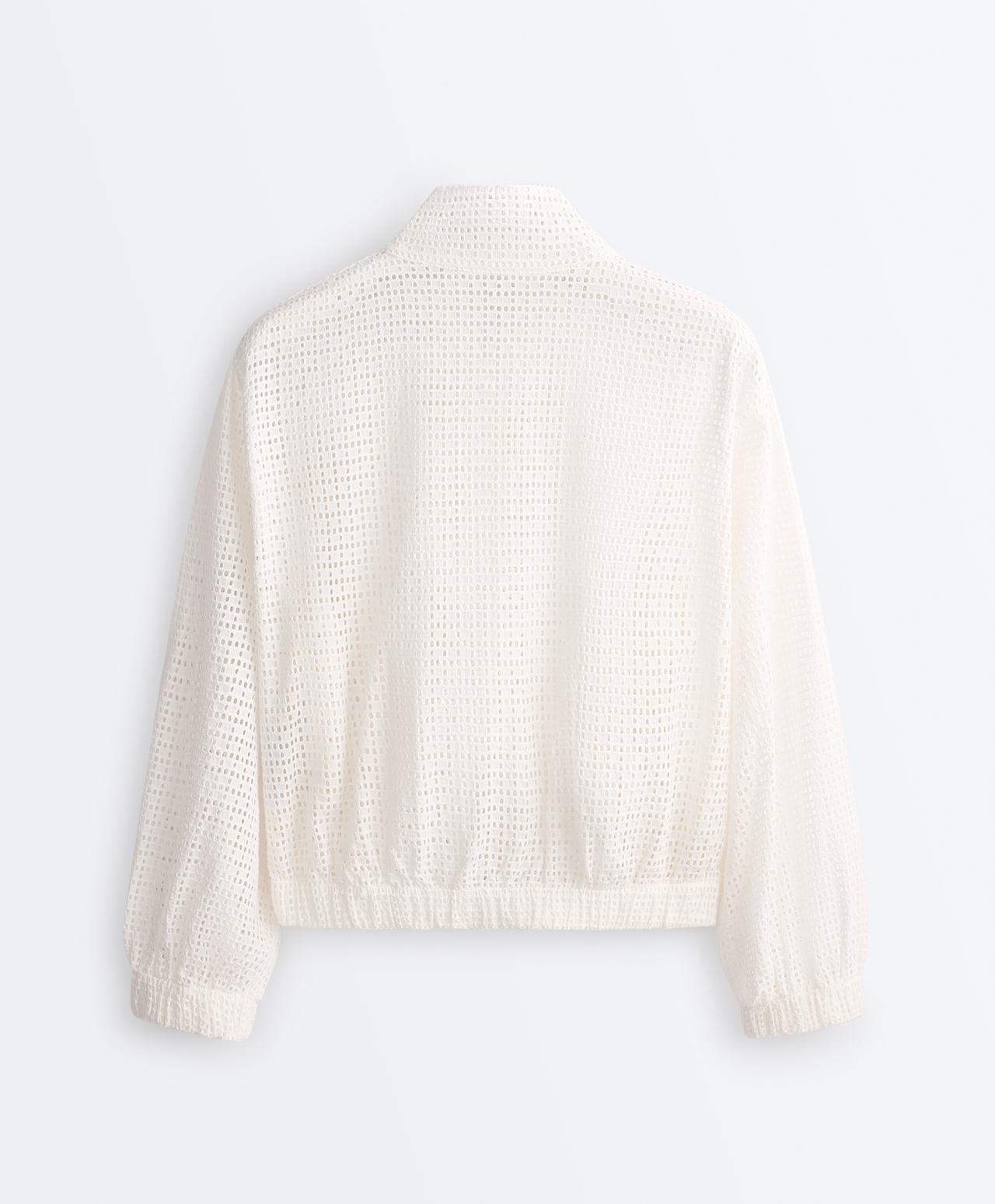 100% cotton openwork jacket — WHITE
