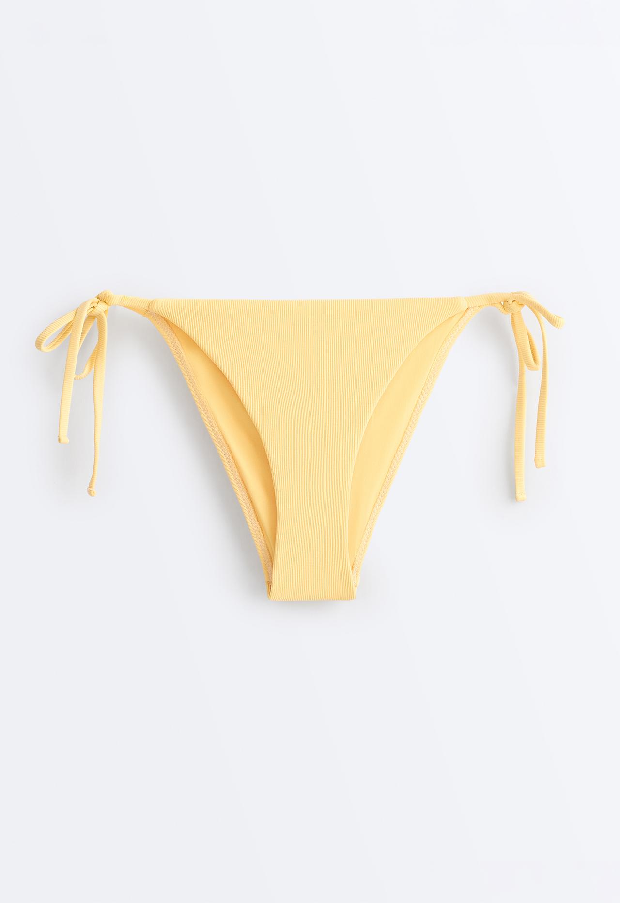 Medium-coverage tie rib bikini briefs — SOFT YELLOW