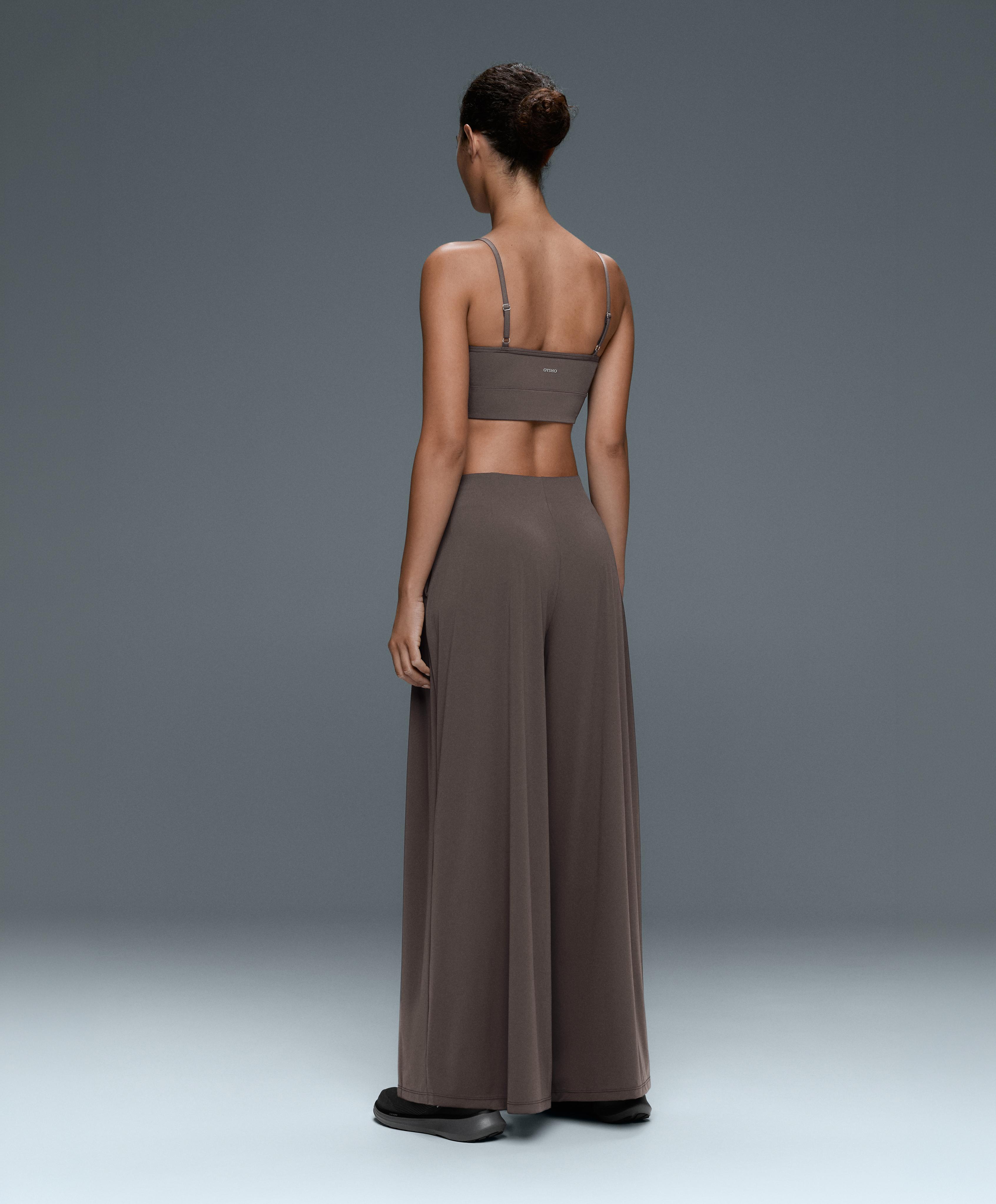 Light Touch wide-leg pleated trousers — BROWN-KHAKI