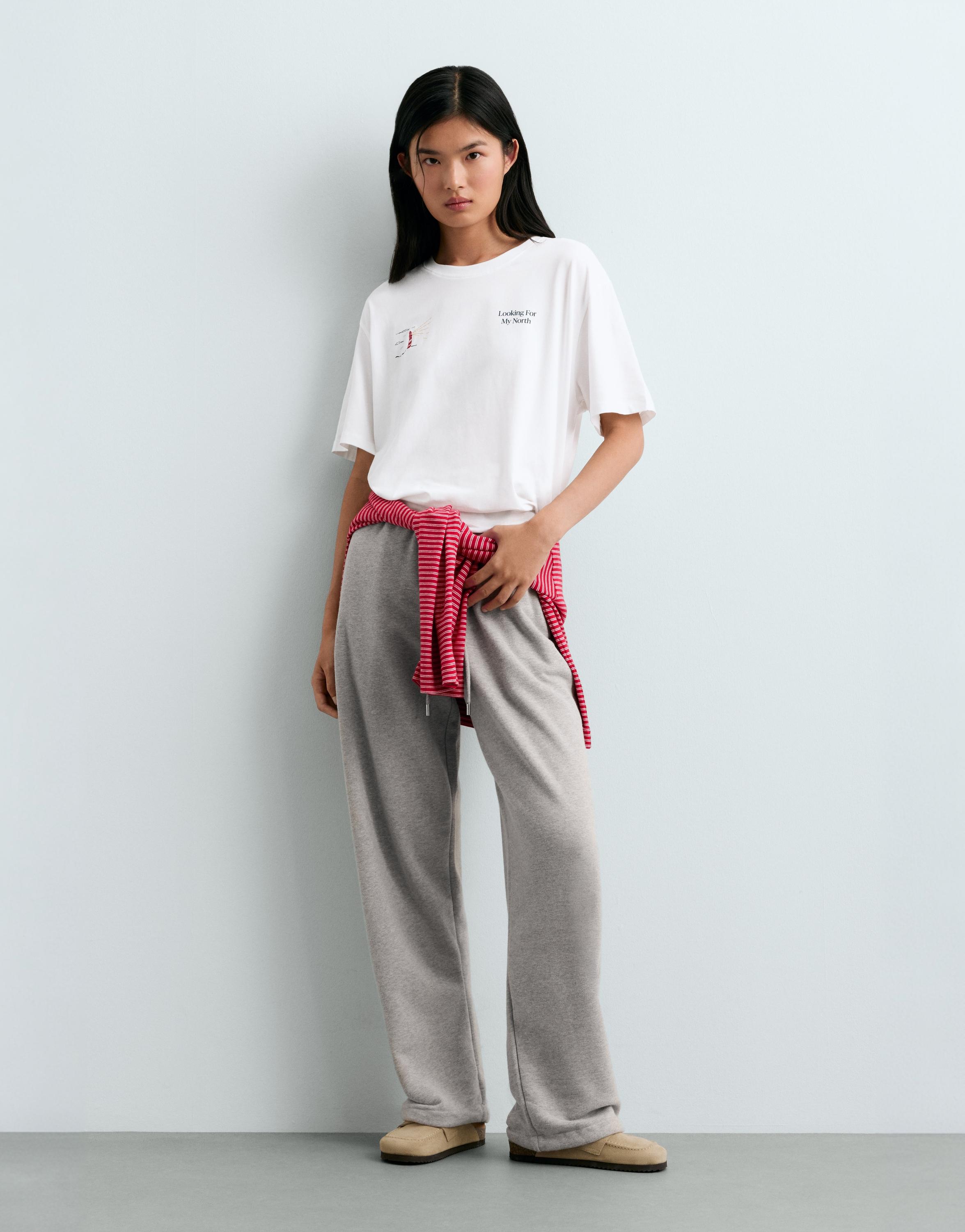 Boxy print cotton blend T-shirt — WHITE
