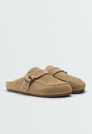 Buckled split-leather clog — SAND 2