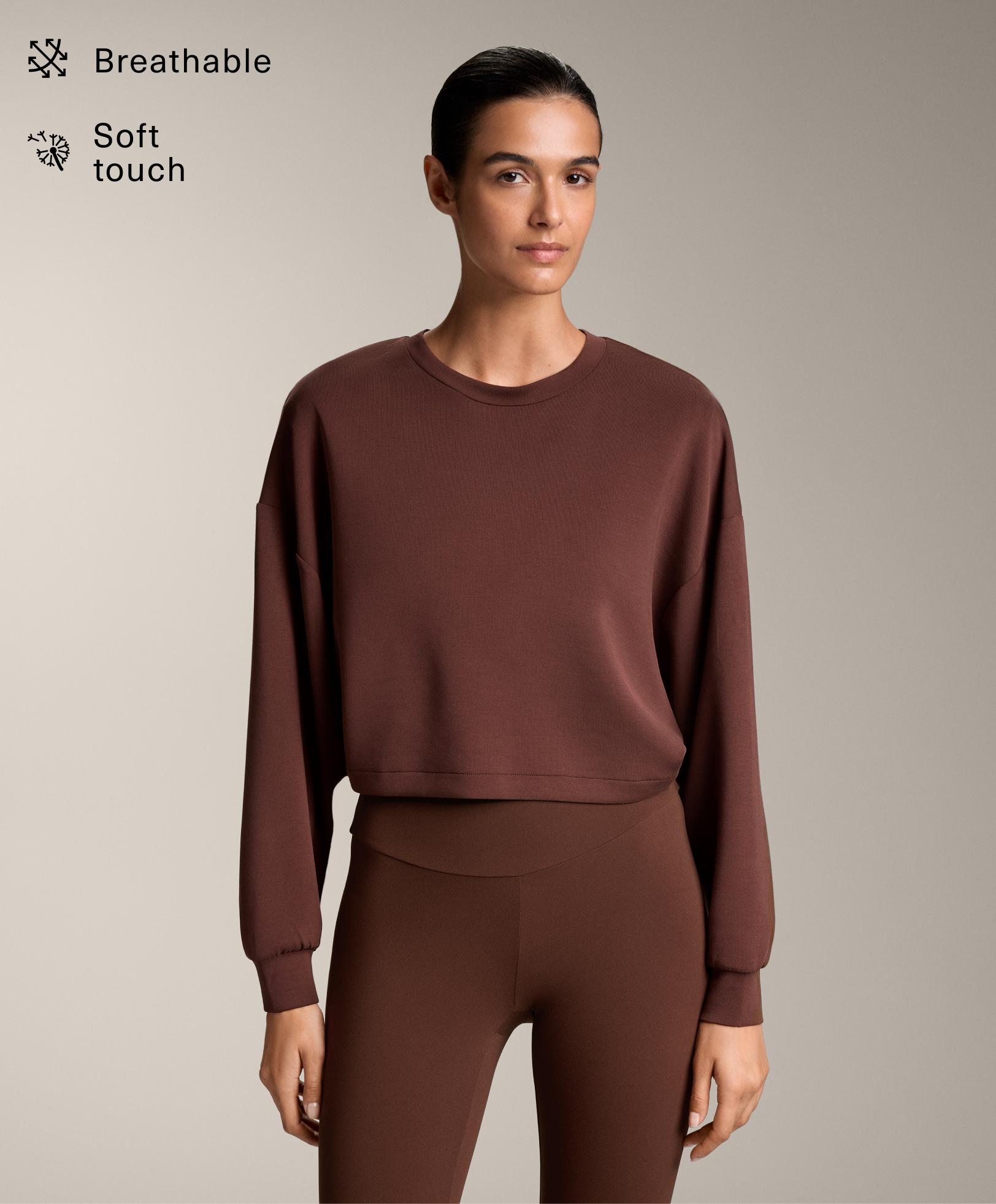 Укороченная толстовка с перекрестной спинкой из мягкого модала Укороченная толстовка с перекрестной спинкой из мягкого модала