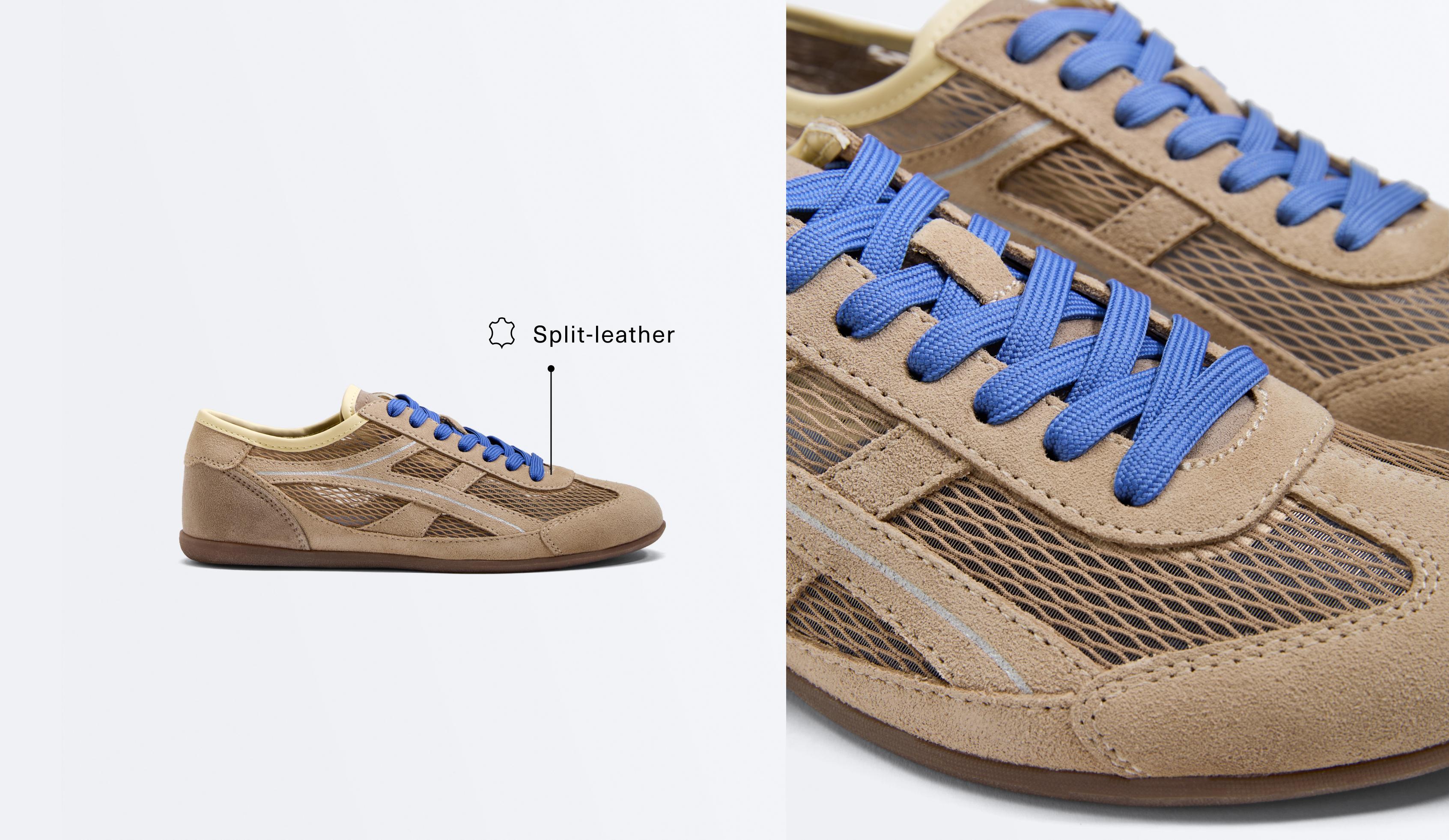 Sneaker aus Rauleder und Mesh