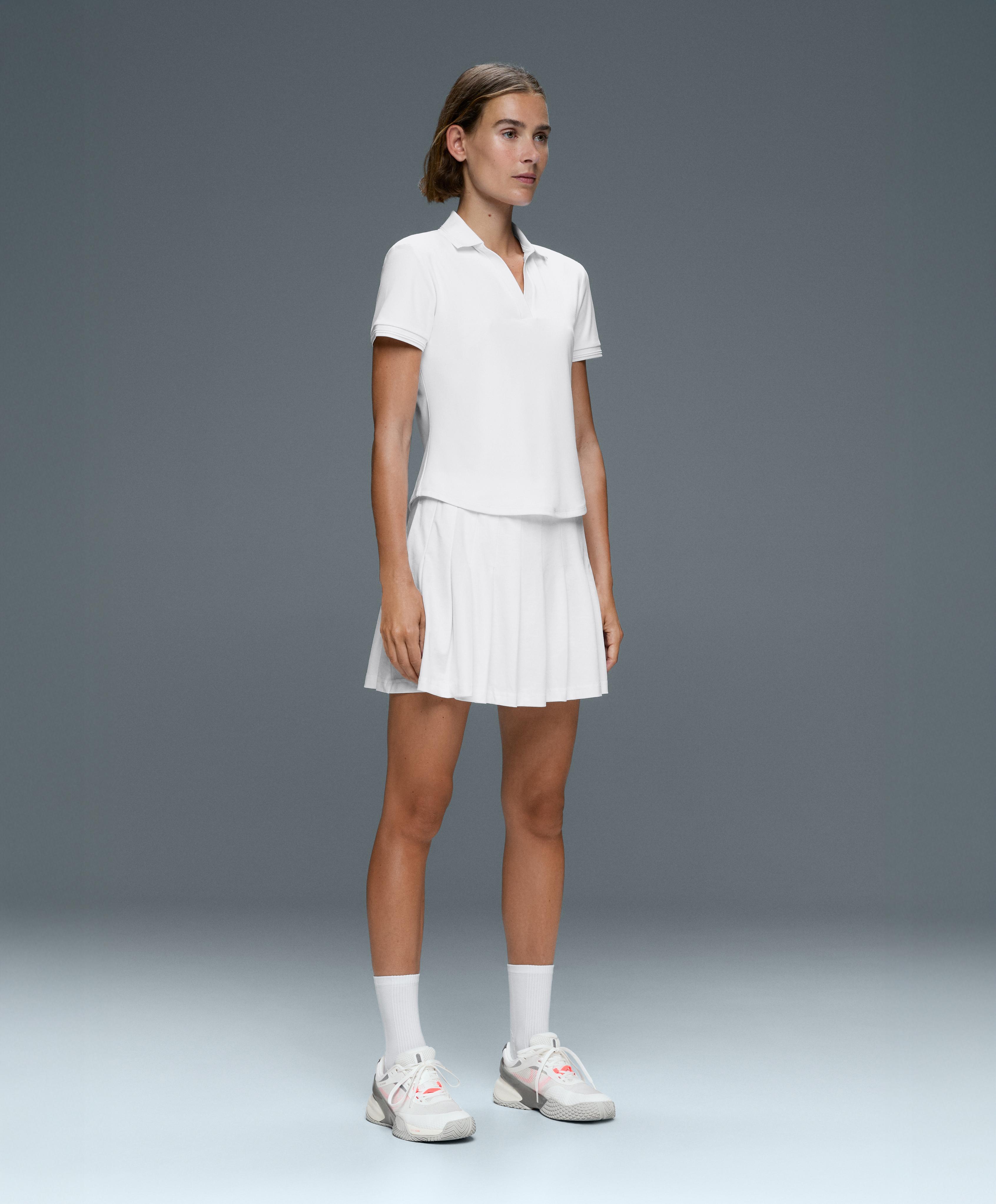 Cotton piqué pleated mini skirt — WHITE