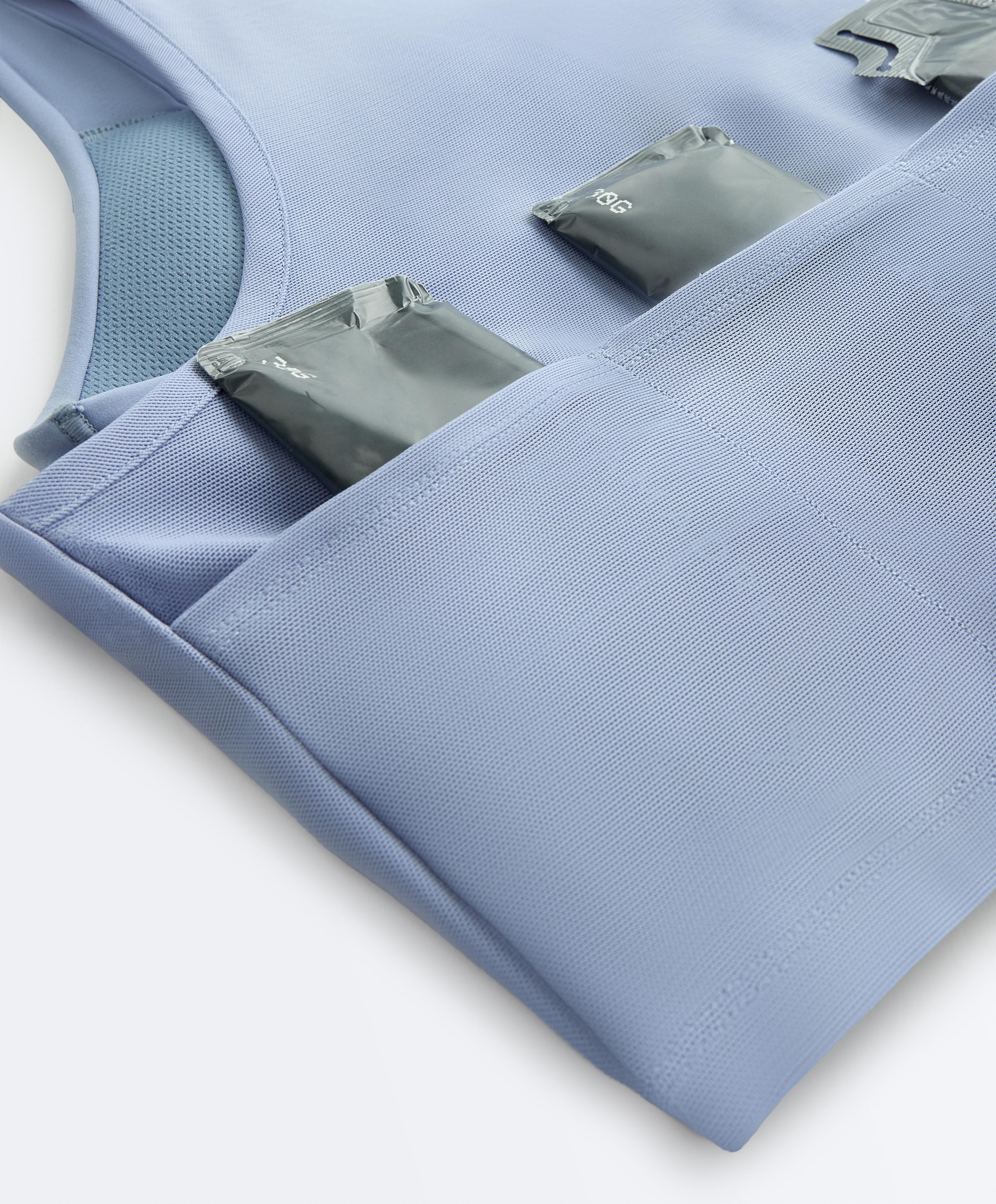 Sheer compressive tank top — MID GREY-BLUE