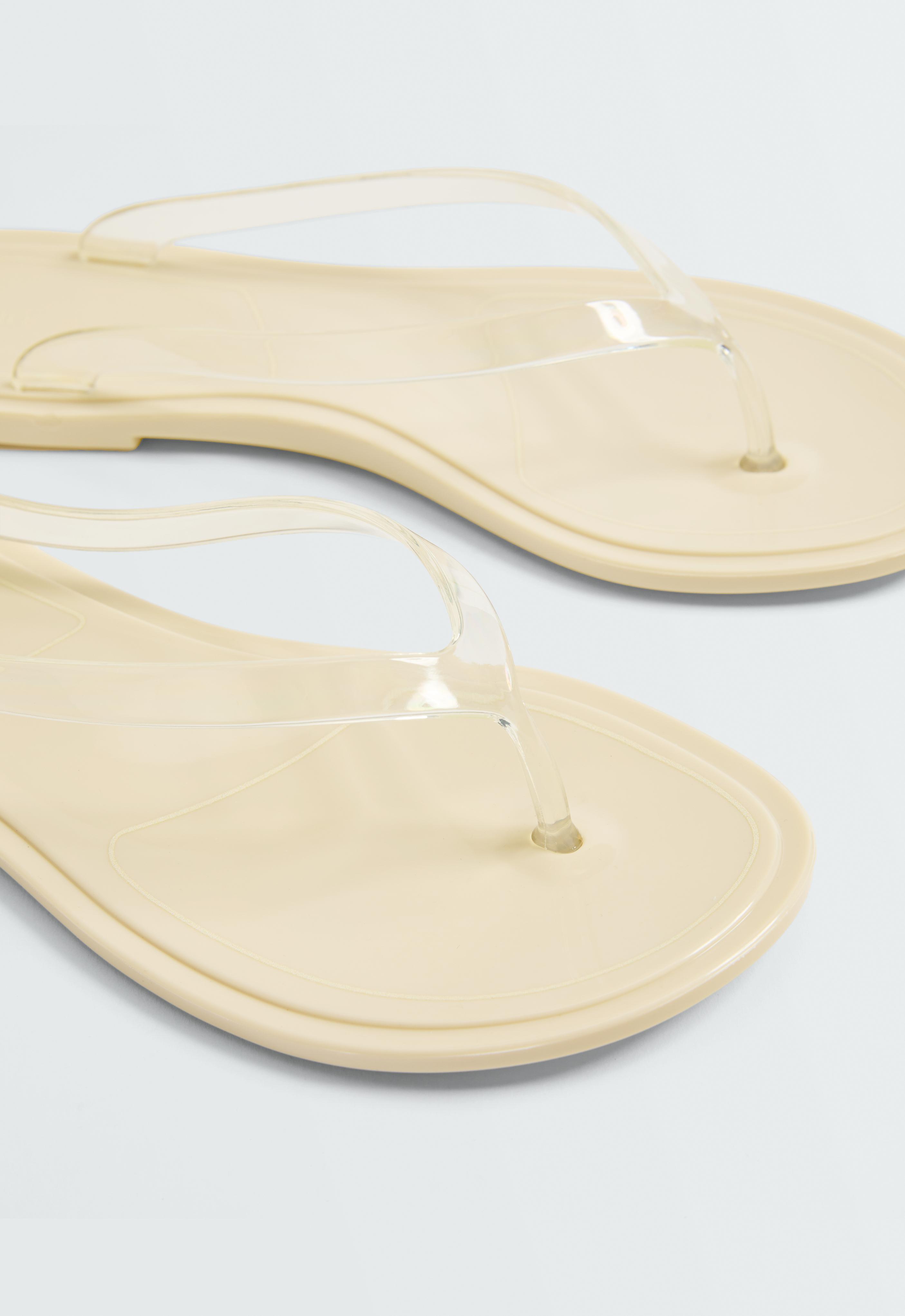 Translucent effect beachwear flip flops — ECRU