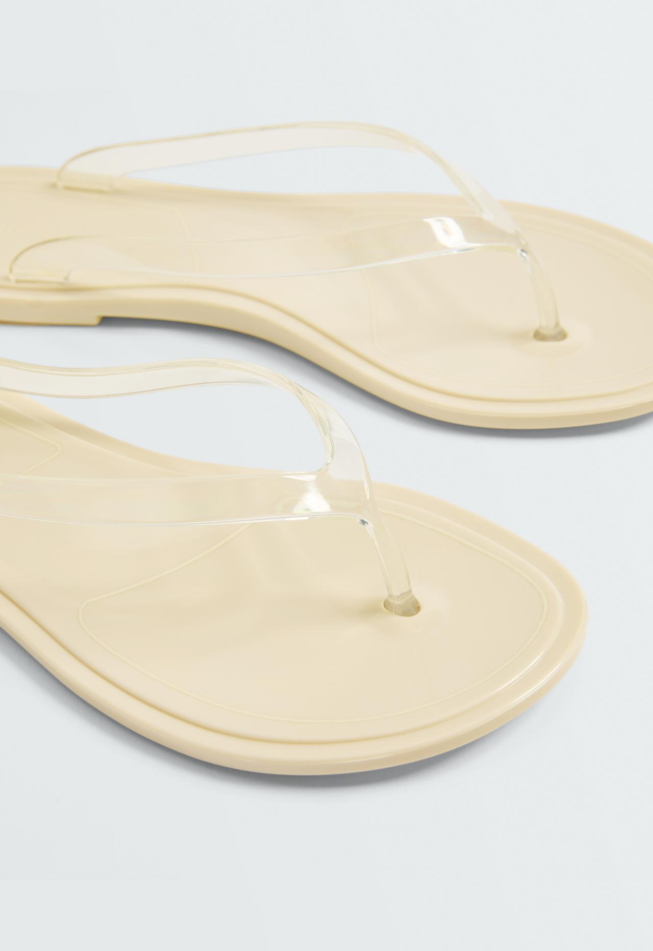 Translucent effect beachwear flip flops — ECRU