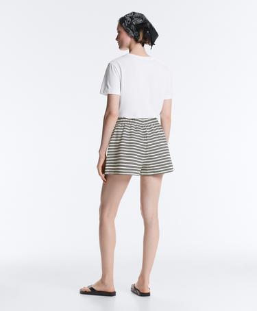 Cotton stripe shorts — PALE ECRU 7