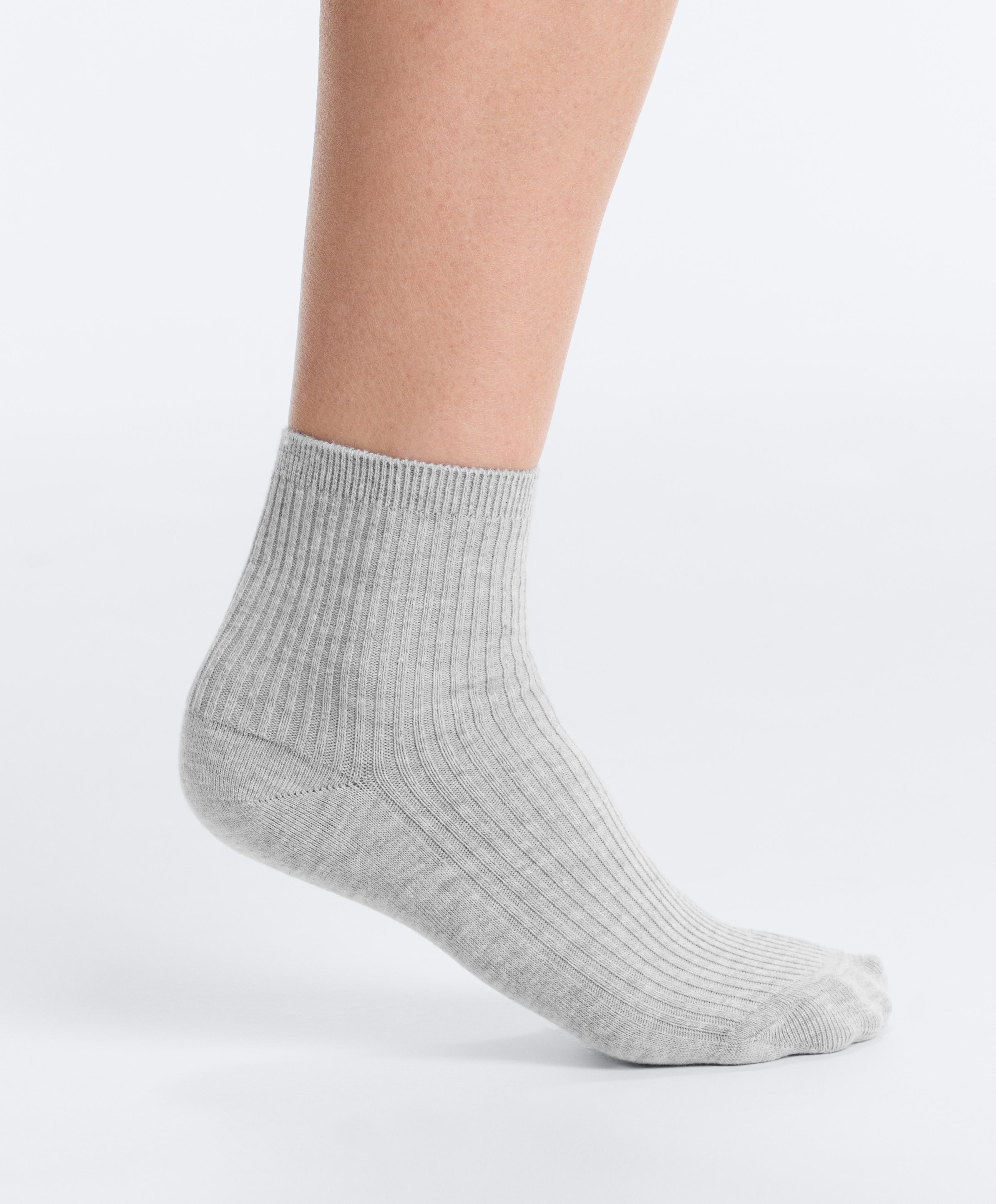 5 pairs of quarter socks with cotton — PALE GREY MELANGE