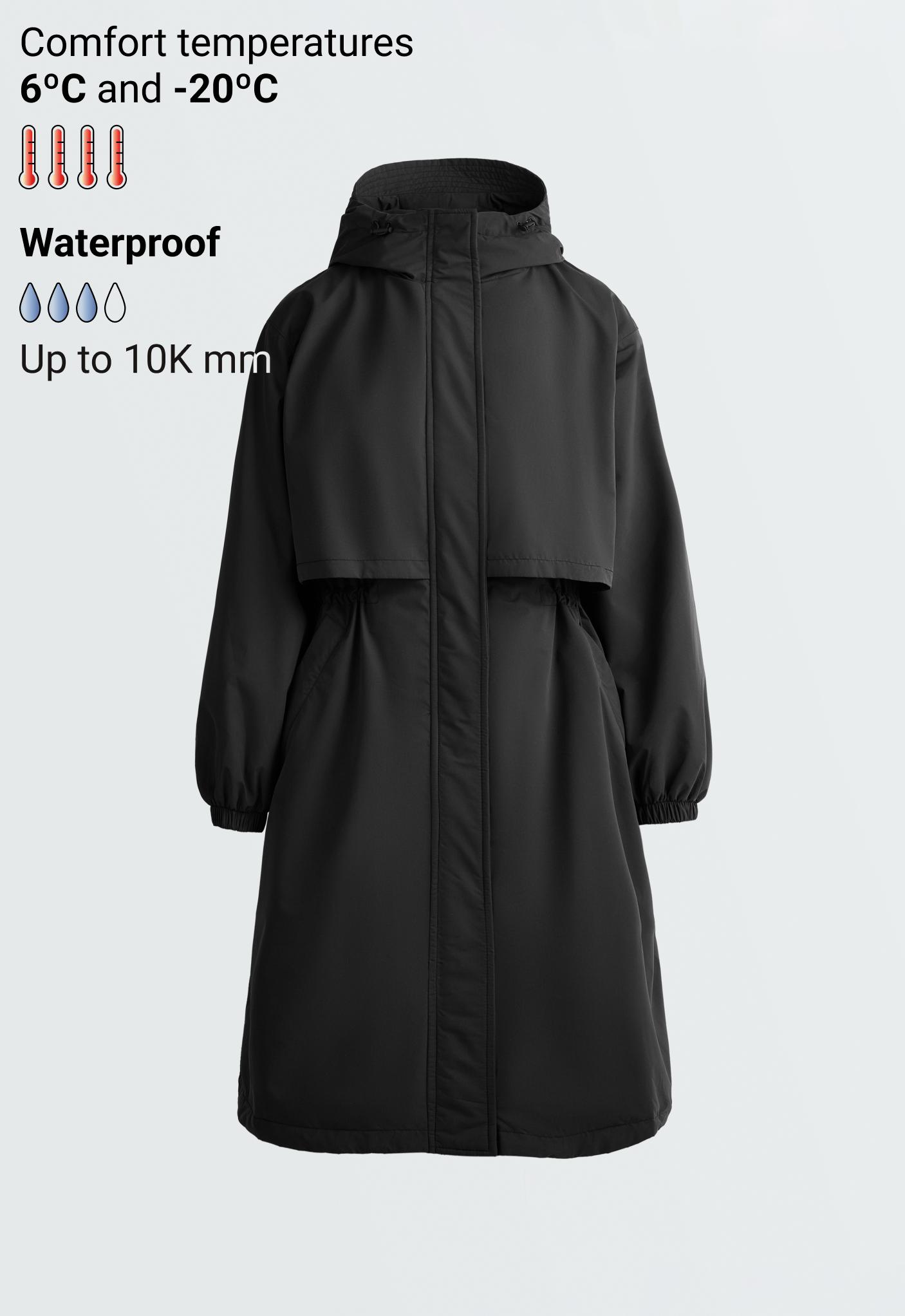 FELLEX® AEROGEL 10K waterproof long padded jacket — BLACK
