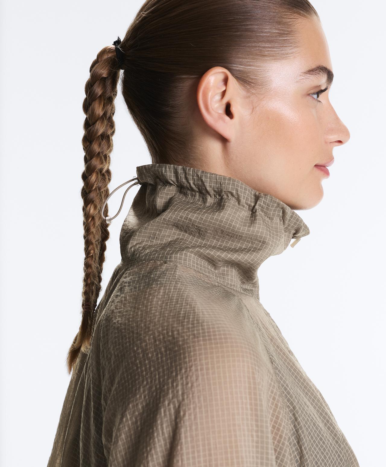 Check track jacket — MINK GREY