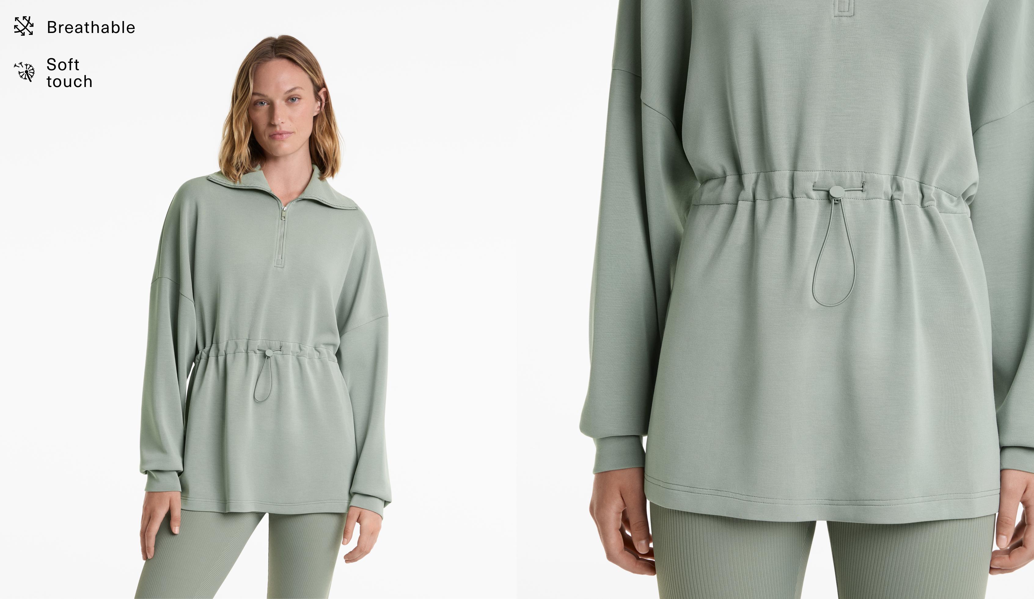 Felpa mezza zip con modal morbido al tatto