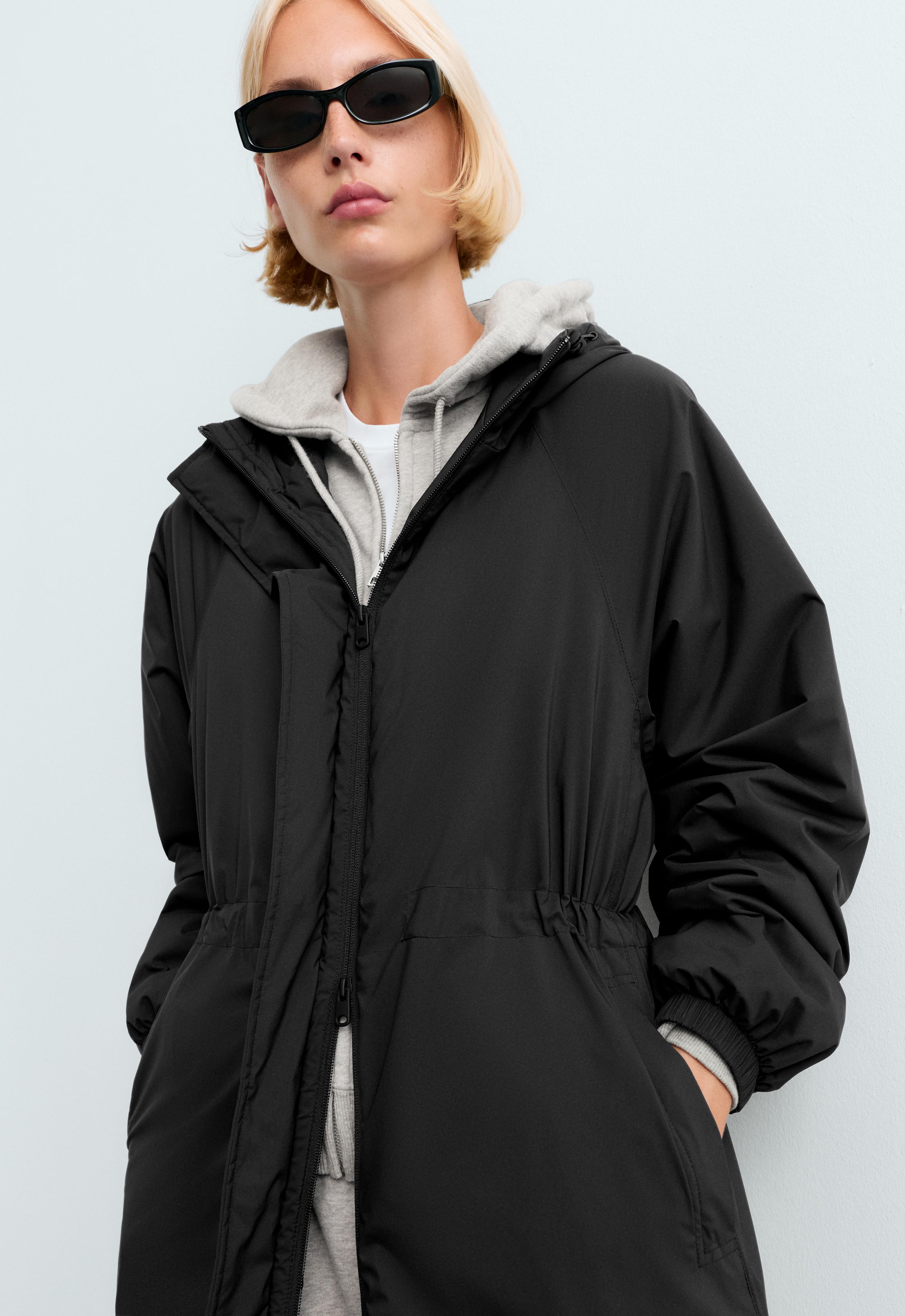 10k Thindown® waterproof super extra-light long padded jacket — BLACK
