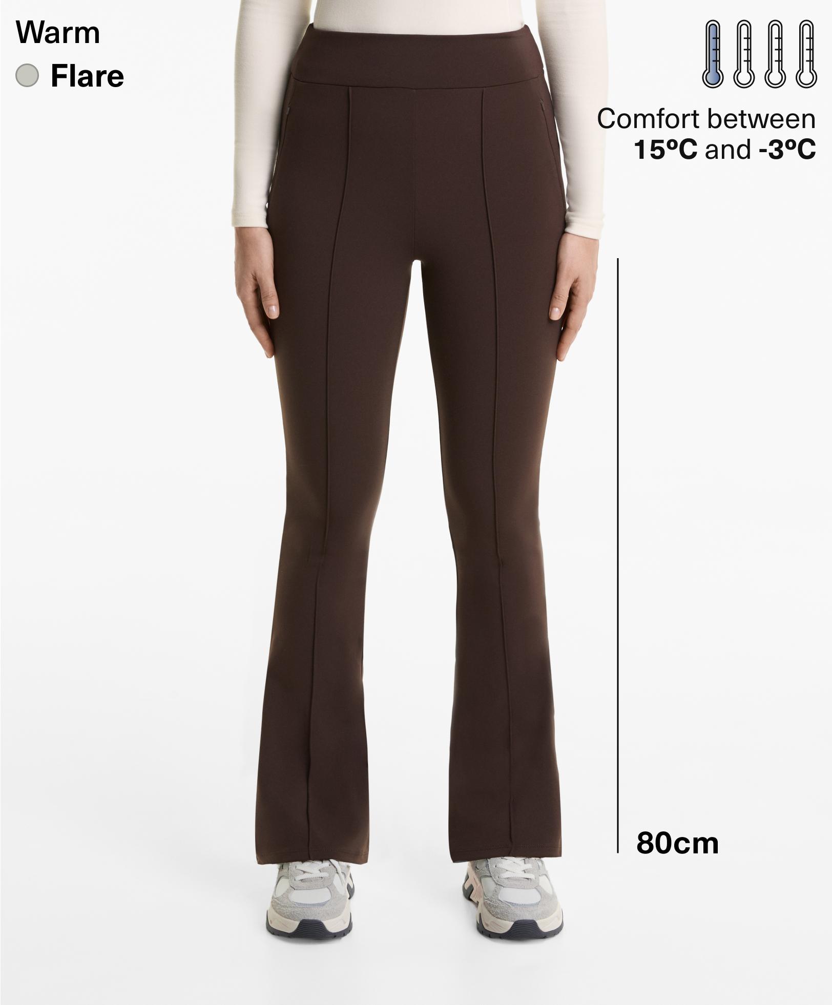 High rise warm 80cm flare trousers with crease