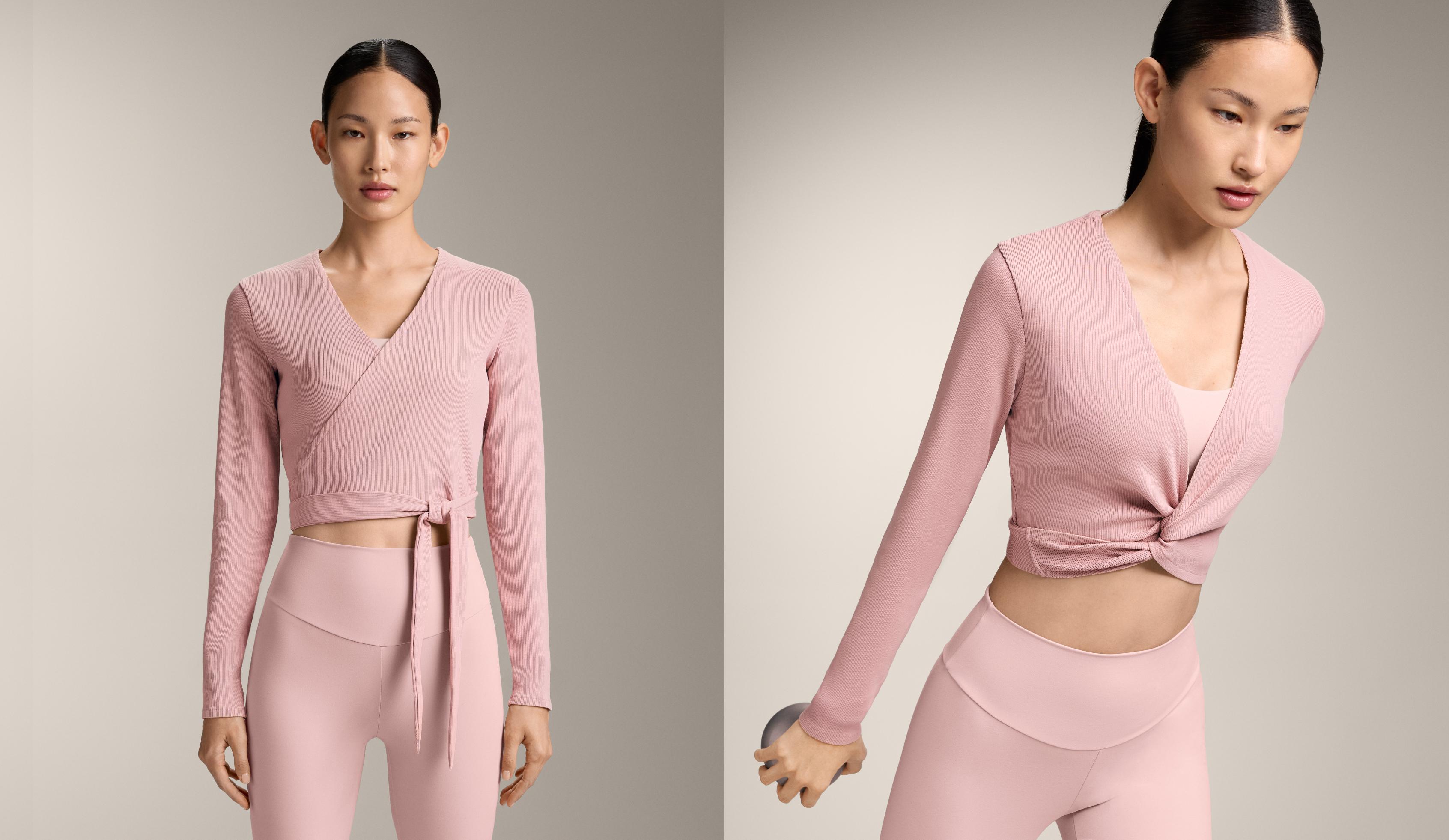 Rib cotton blend wrap T-shirt