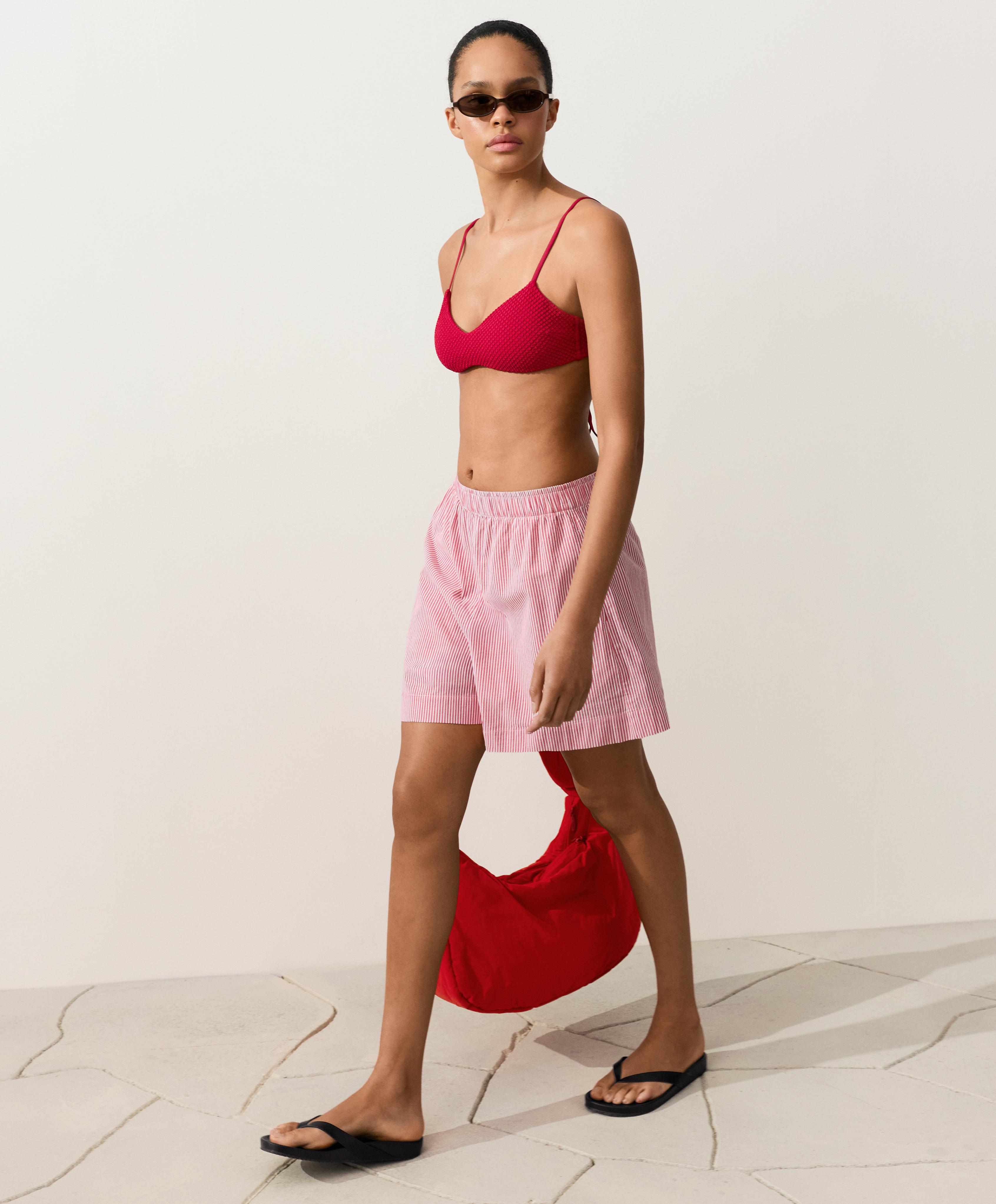 Waffle texture bikini top — BRIGHT RED