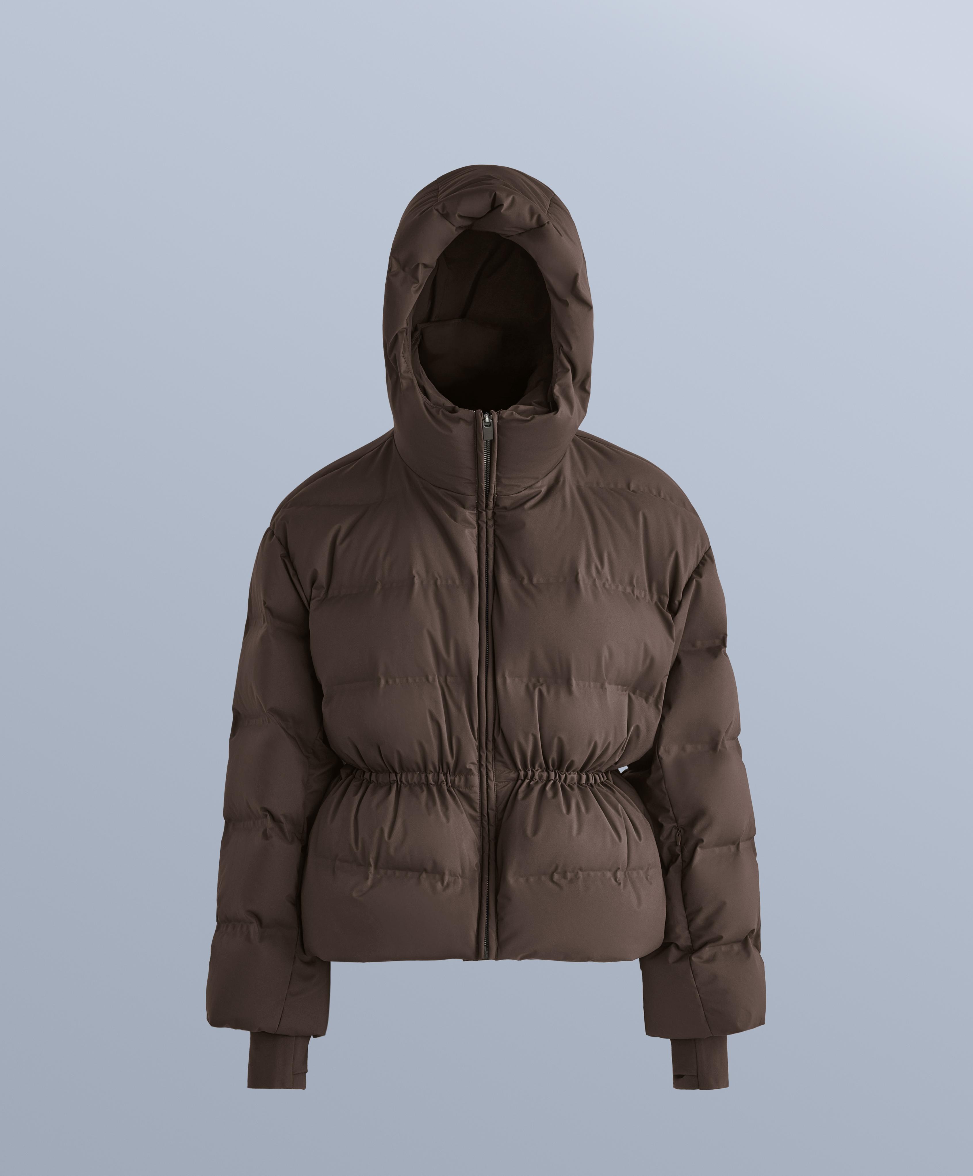 Lightweight padded jacket with 80% down and 20% MINARDI PIUME SKI water-resistant filling — DARK BROWN