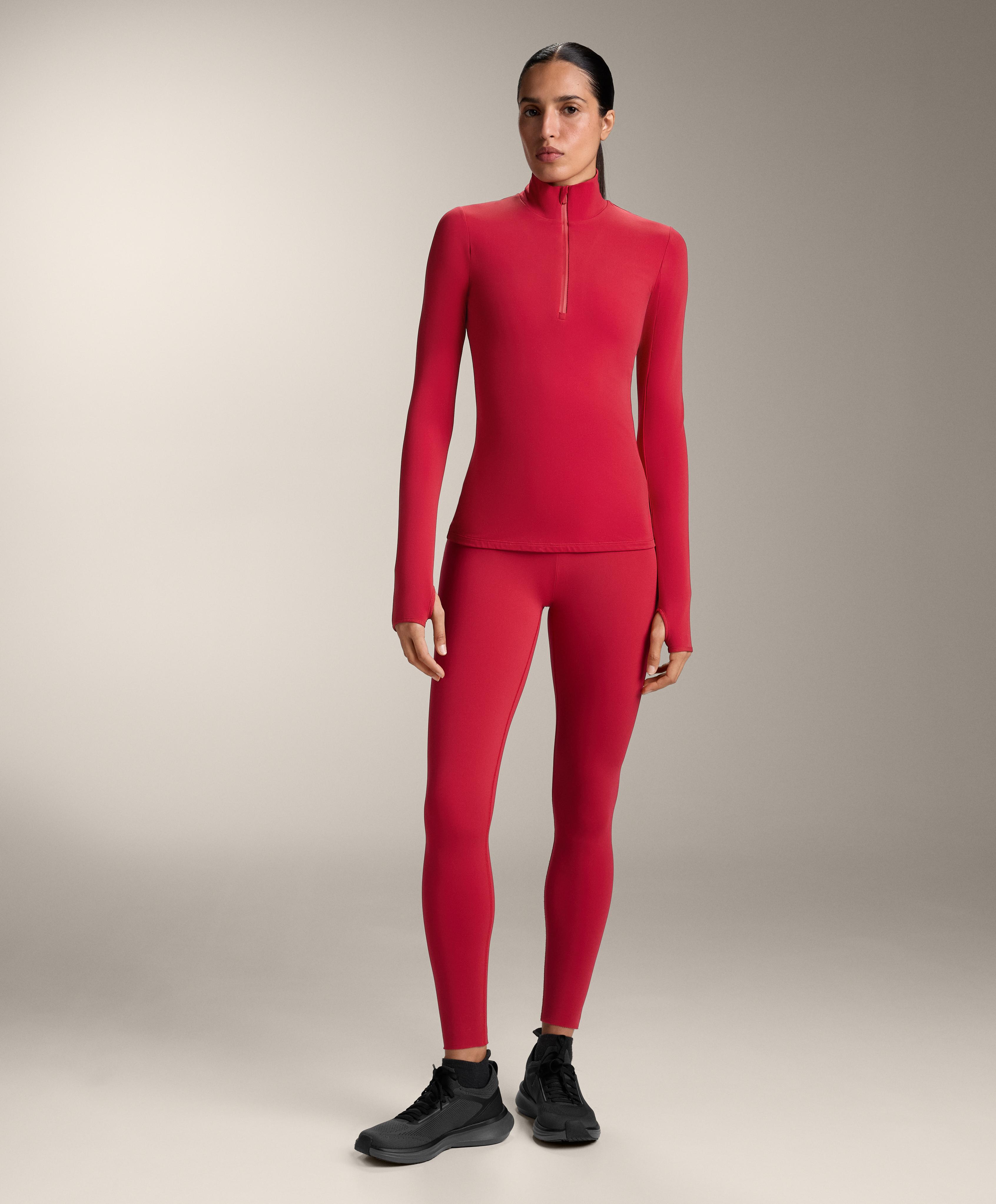 Thermisch basislaag T-shirt met halve rits Thermisch basislaag T-shirt met halve rits