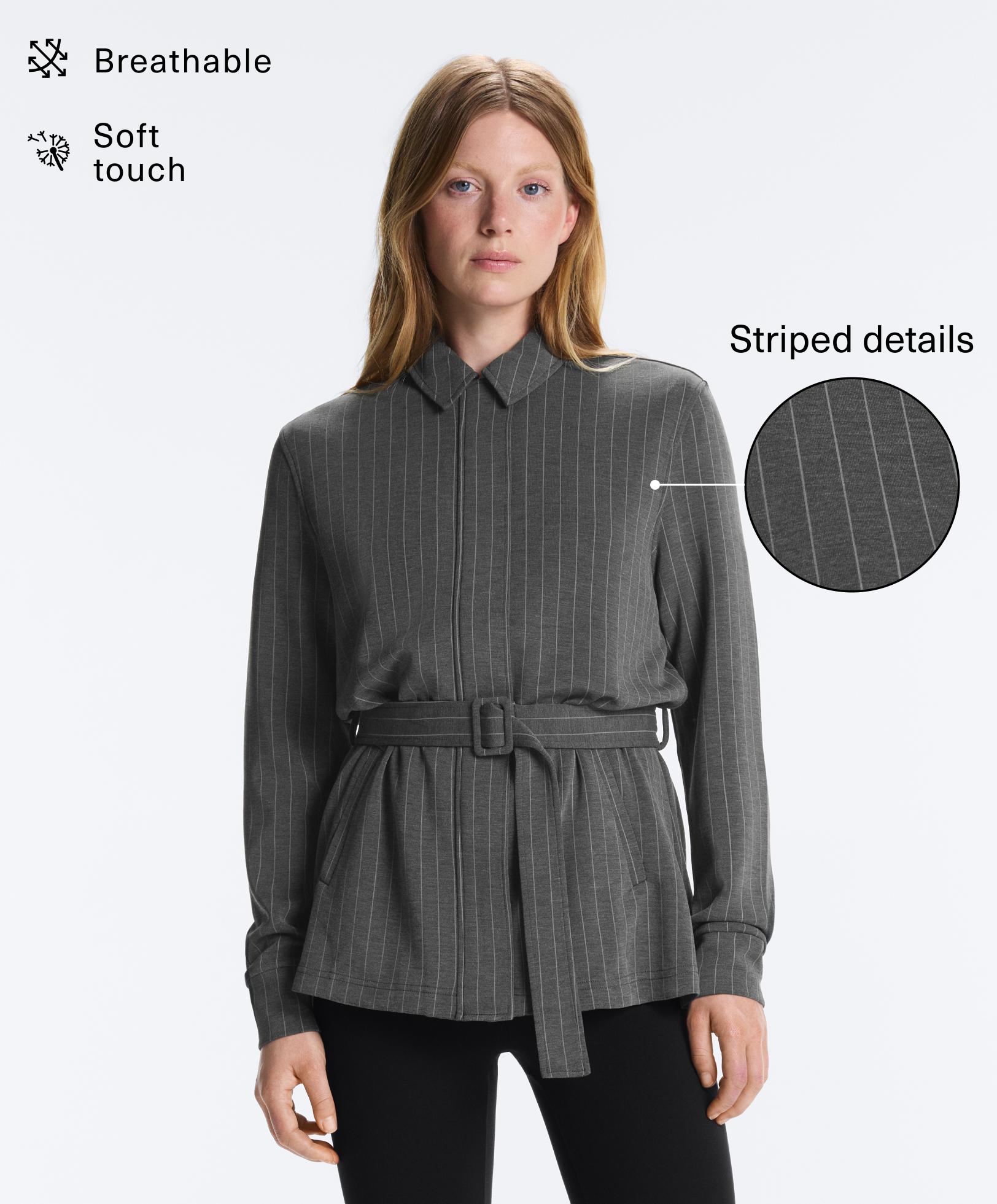 Long belted jacket with soft-touch modal Long belted jacket with soft-touch modal