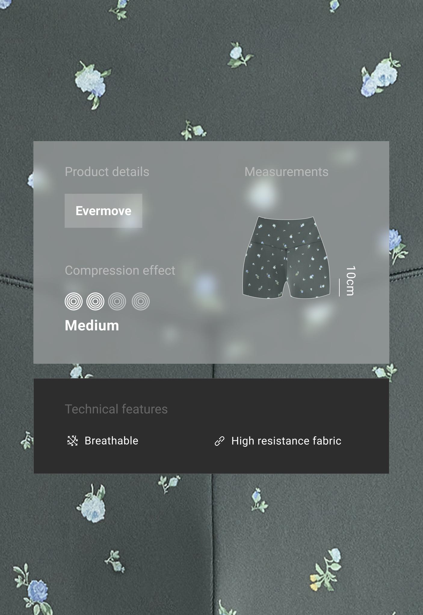 Hot pants Evermove 10 cm ar High rise un ziedu apdruku - Izpārdošana