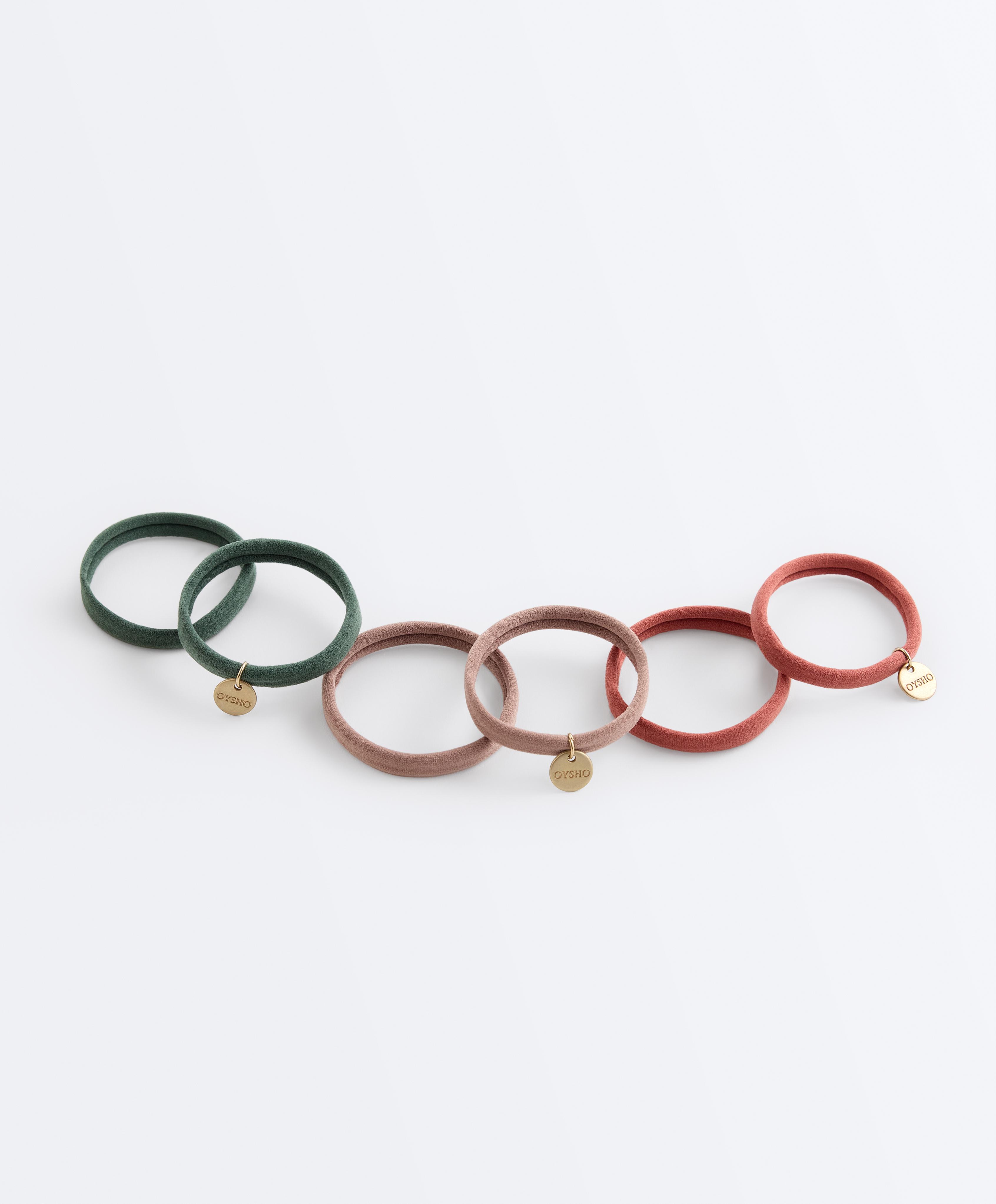 6 Oysho plaque hair ties — ORANGE