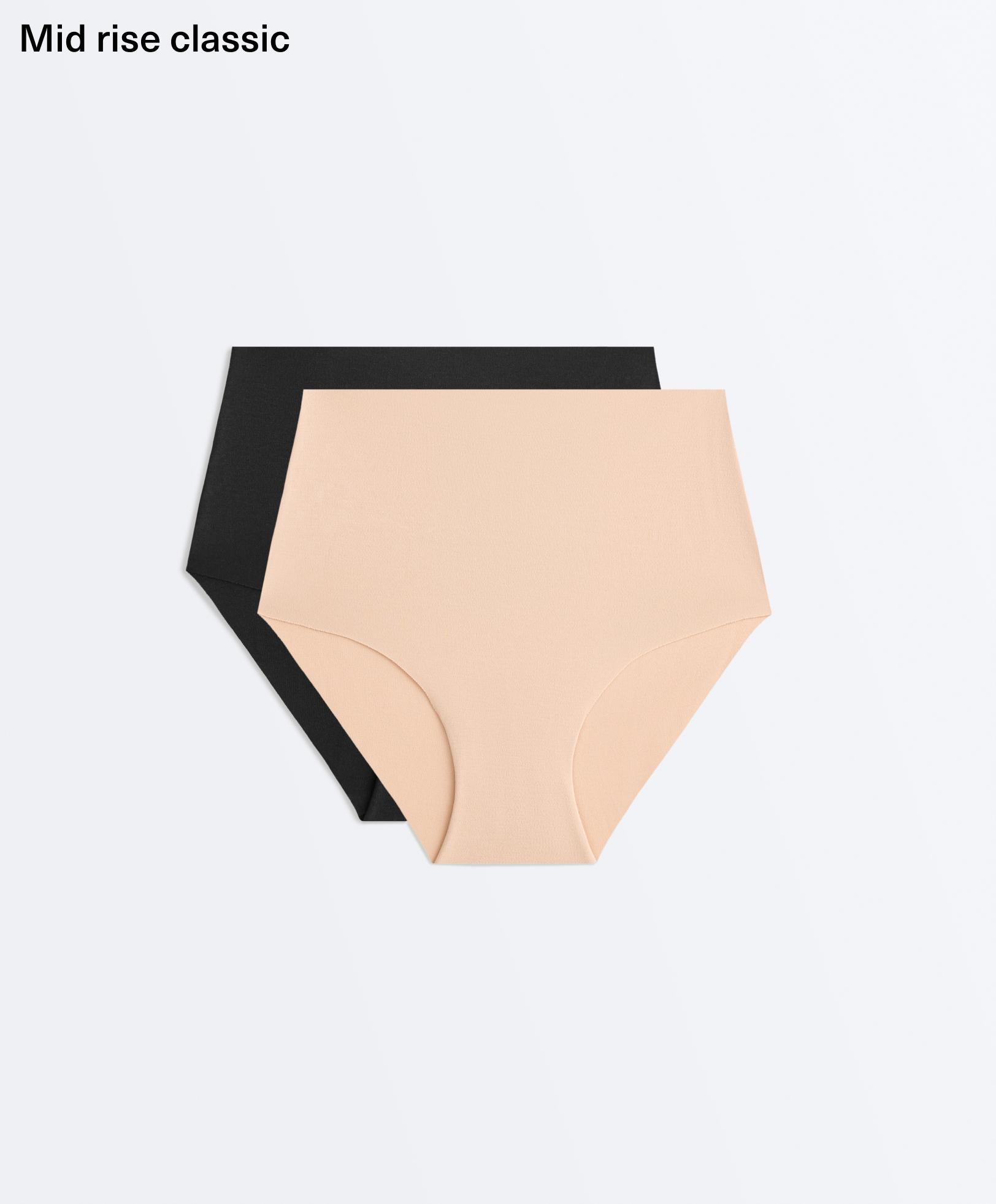 2 invisible cotton blend mid-rise classic briefs — BEIGE