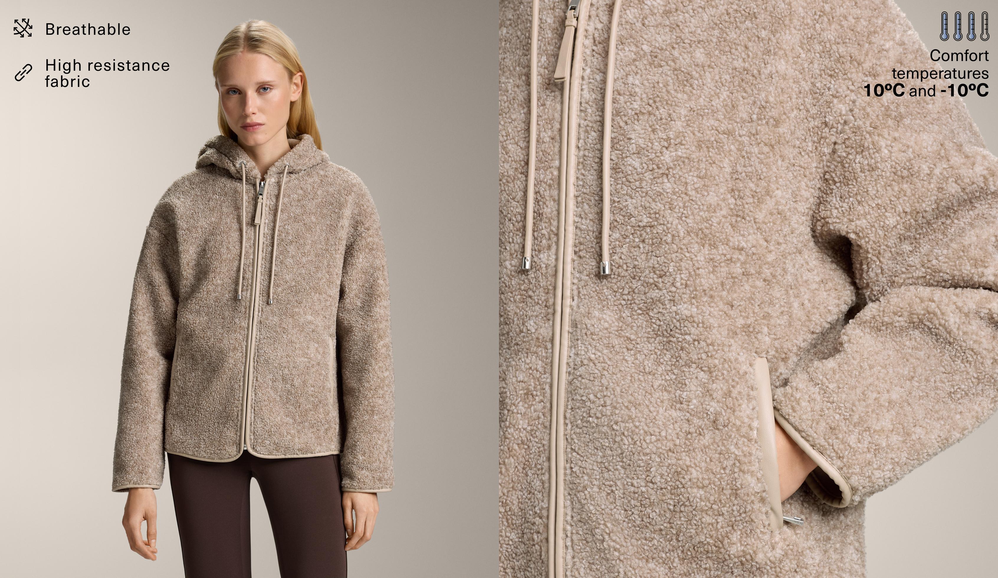 Kapüşonlu suni yün ceket - İndirim Kapüşonlu suni yün ceket - İndirim