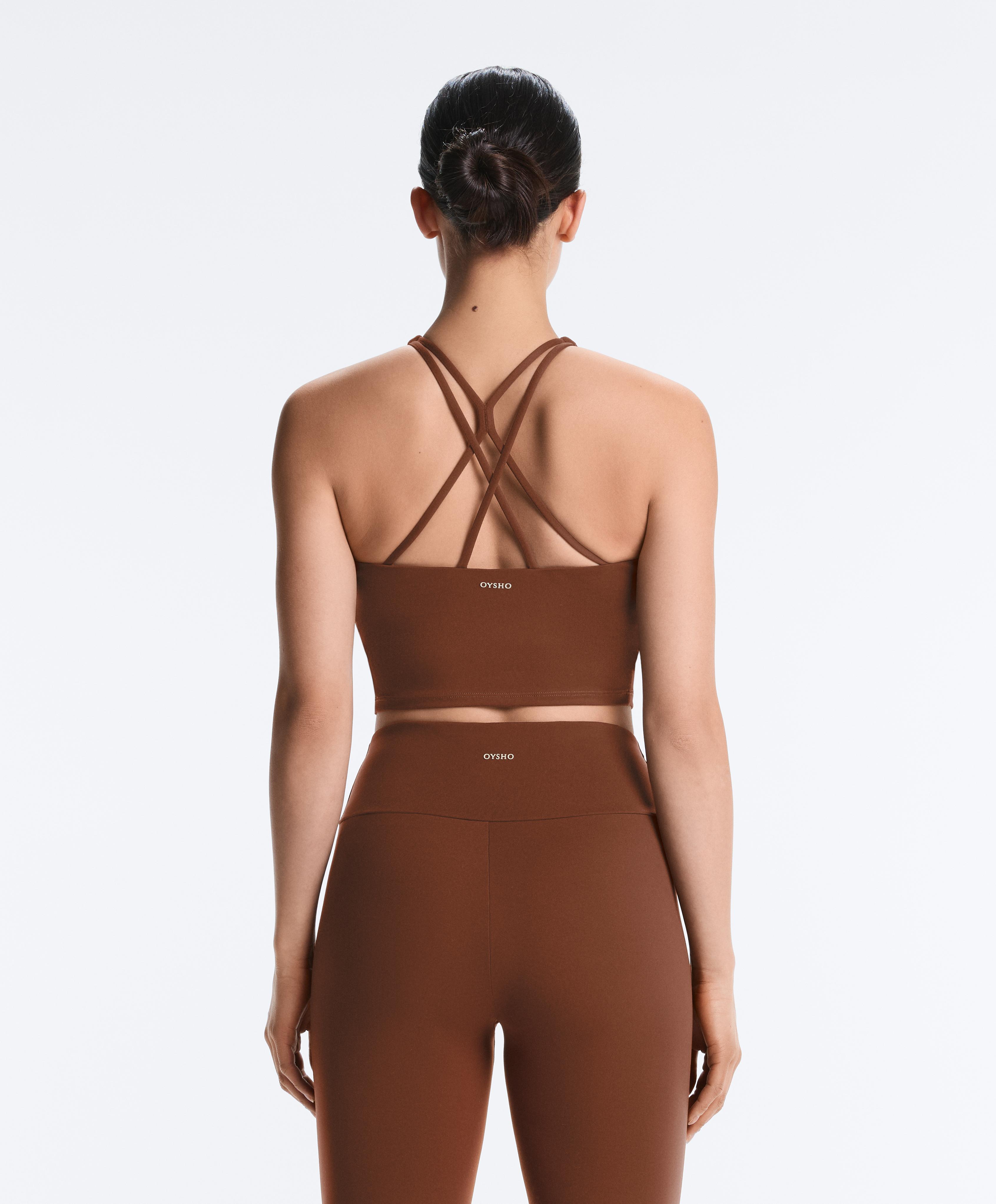 Comfortlux strappy tank top with cups — COFFEE