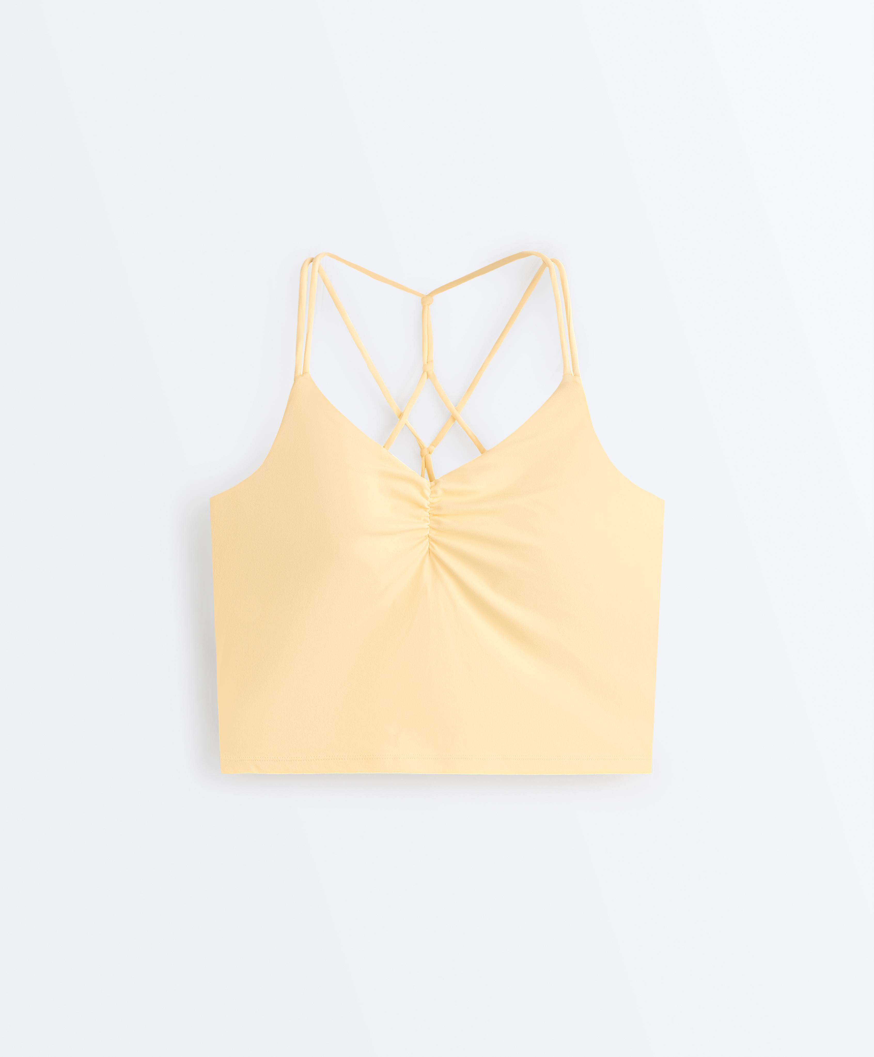 Comfortlux crossover strap tank top — PALE YELLOW