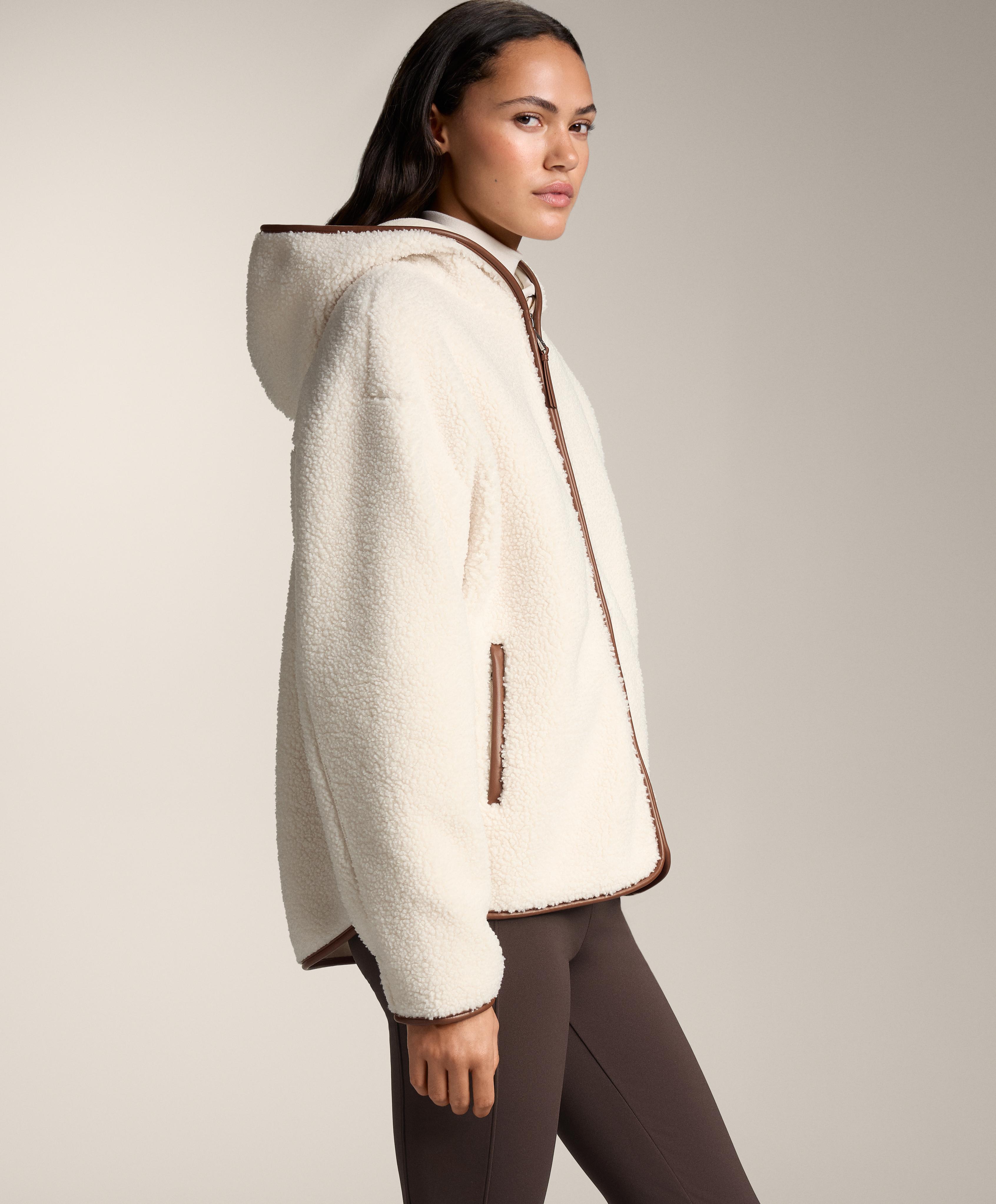 Faux-shearling jacket with hood — ECRU