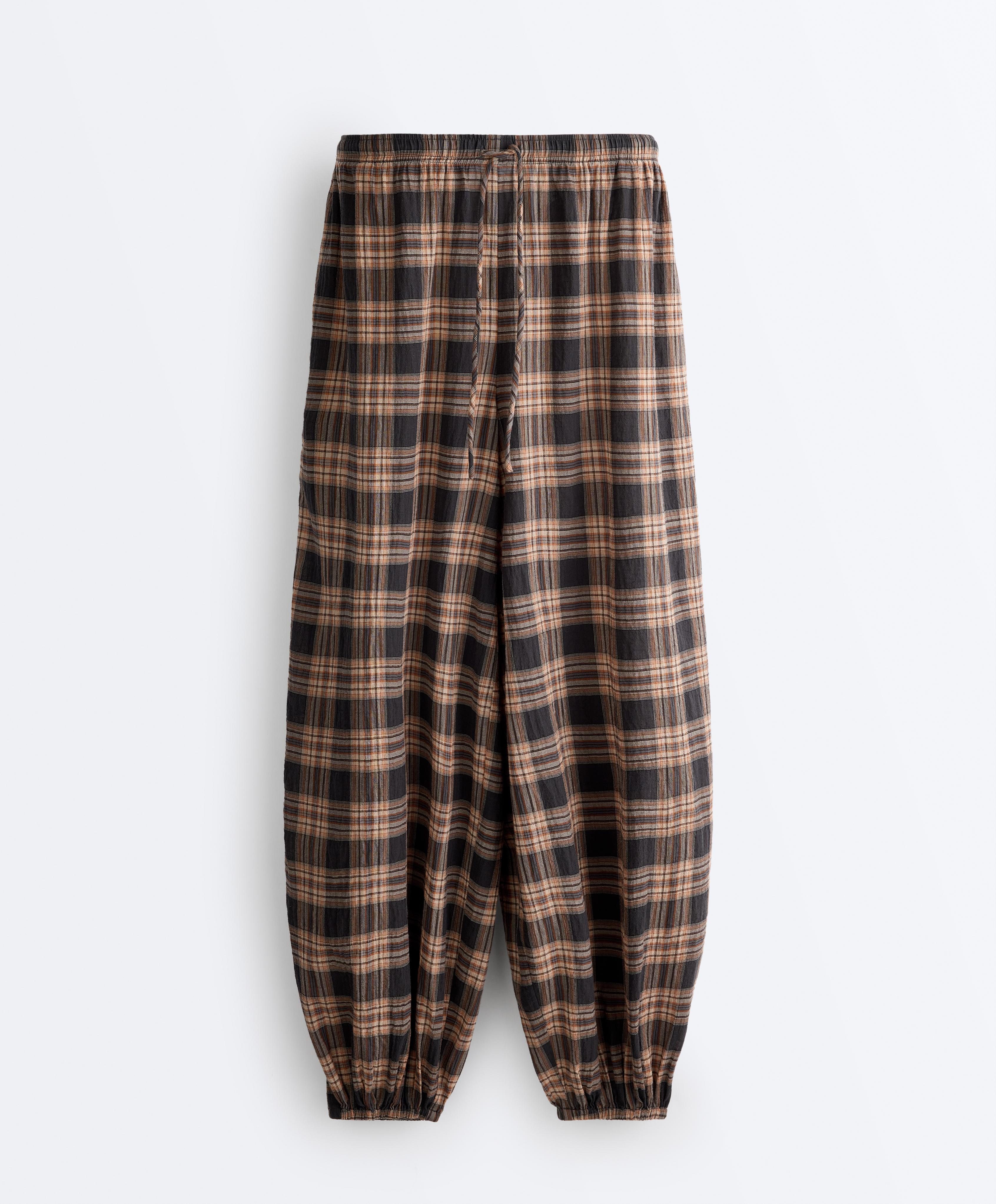 Check cotton-blend bloomer trousers — WASHED BLACK