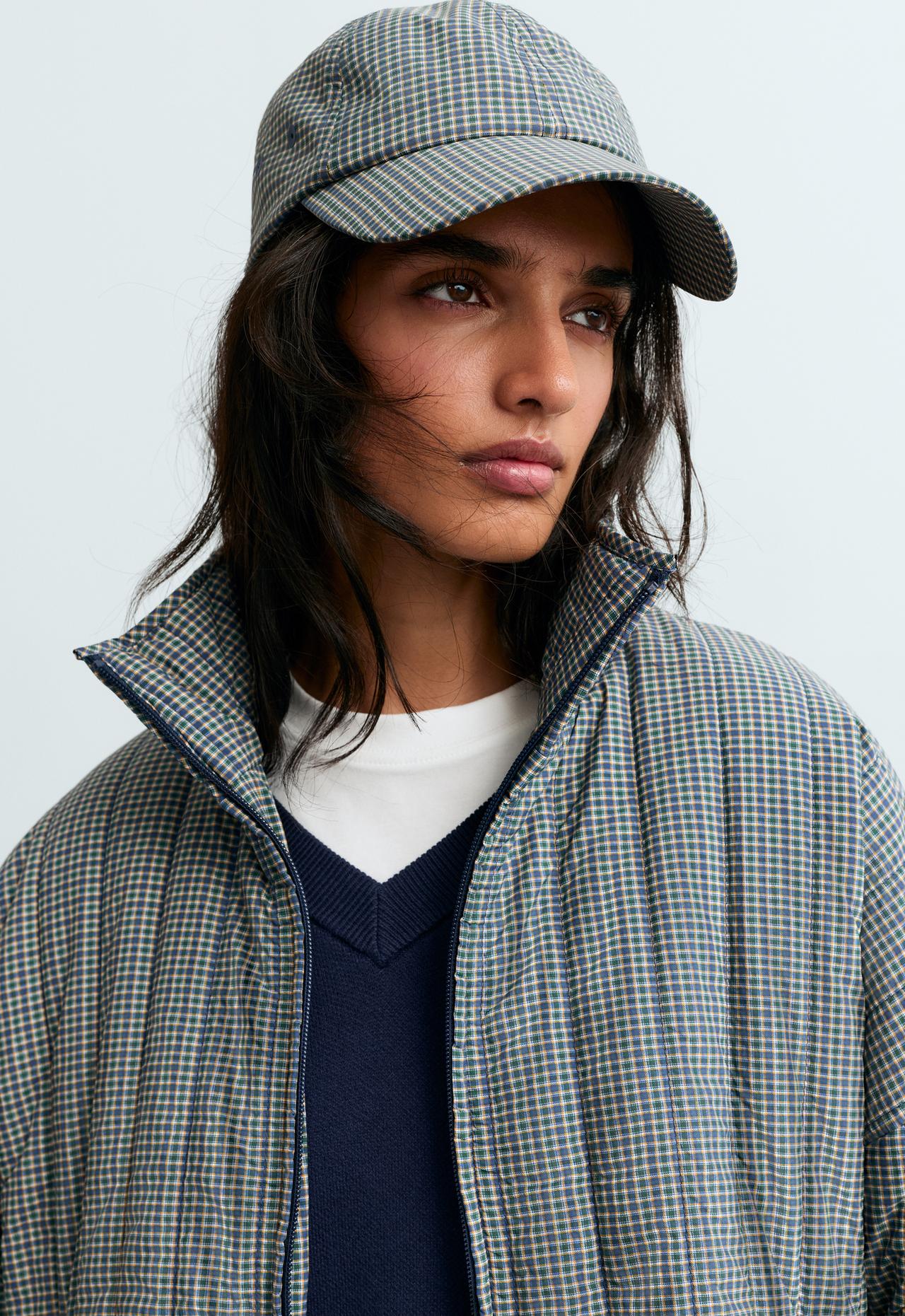 Checked print cap — BRIGHT LAVENDER