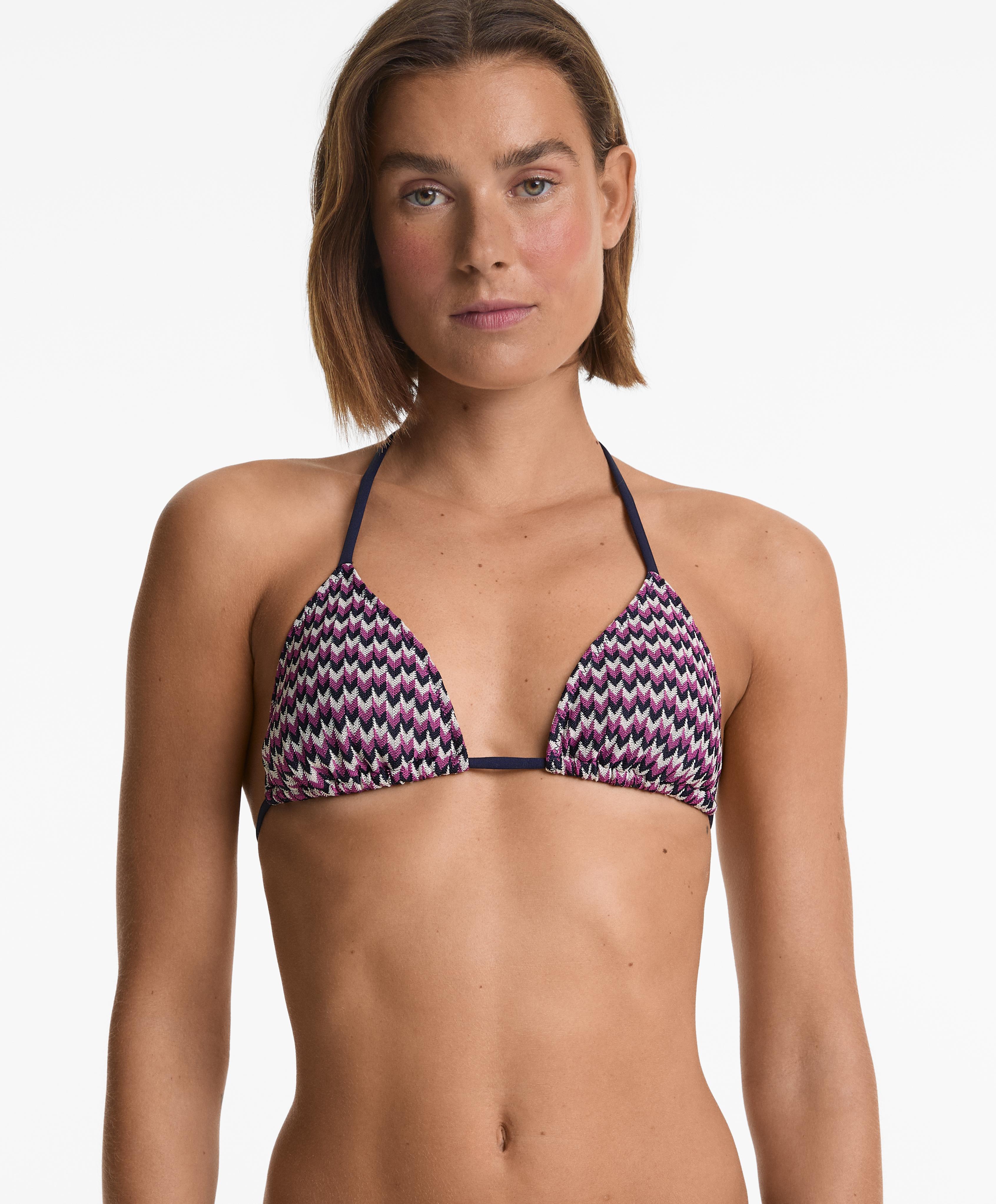 Herringbone crochet triangle bikini top