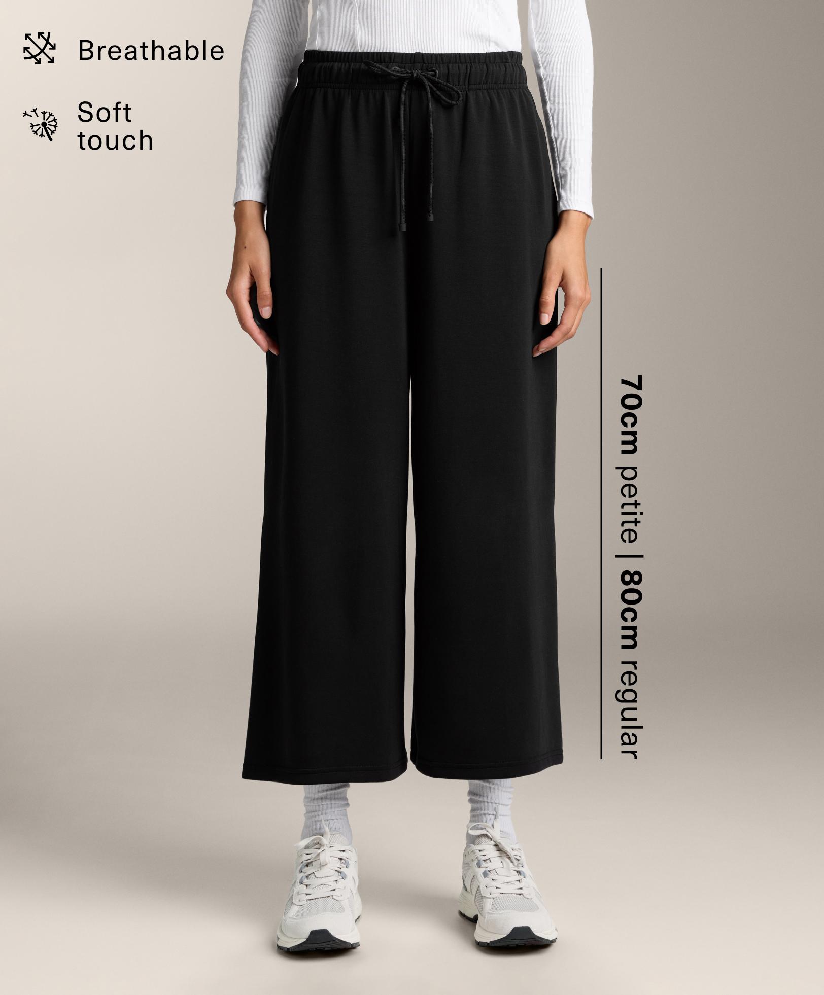 Soft-touch wide-leg crop trousers with modal