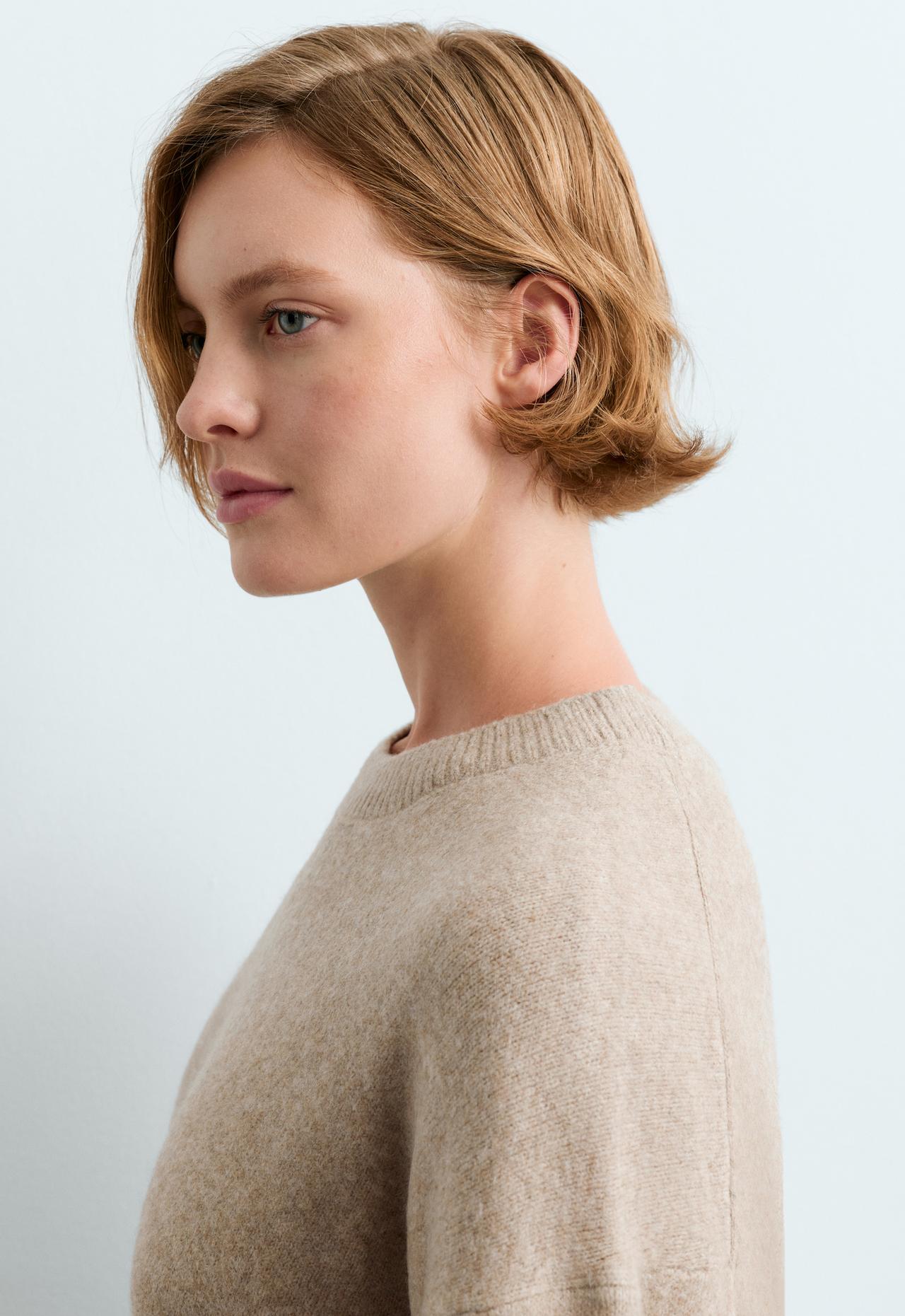 Knit round-neck jumper — MINK MELANGE