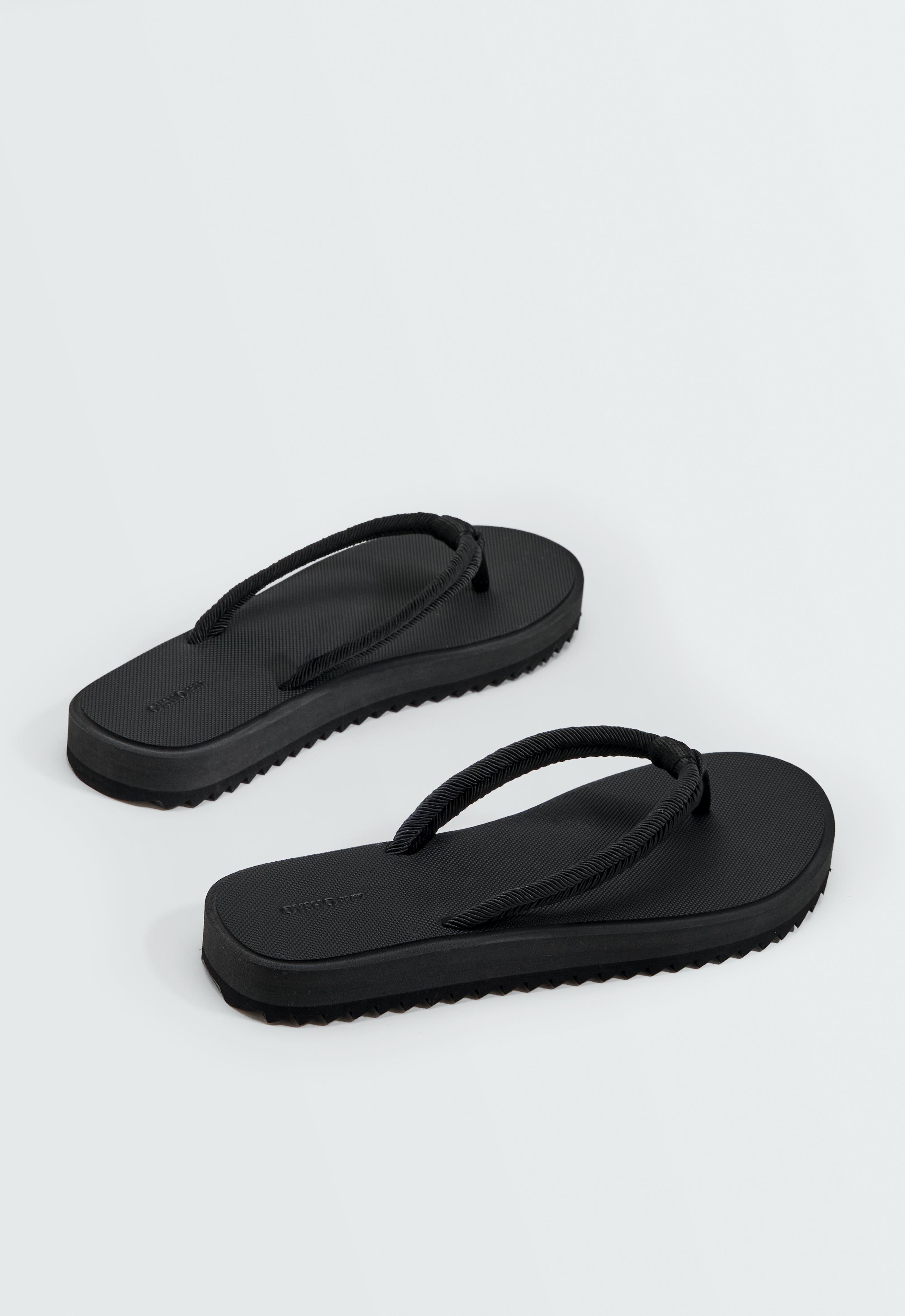Braided rope beachwear sandals — BLACK