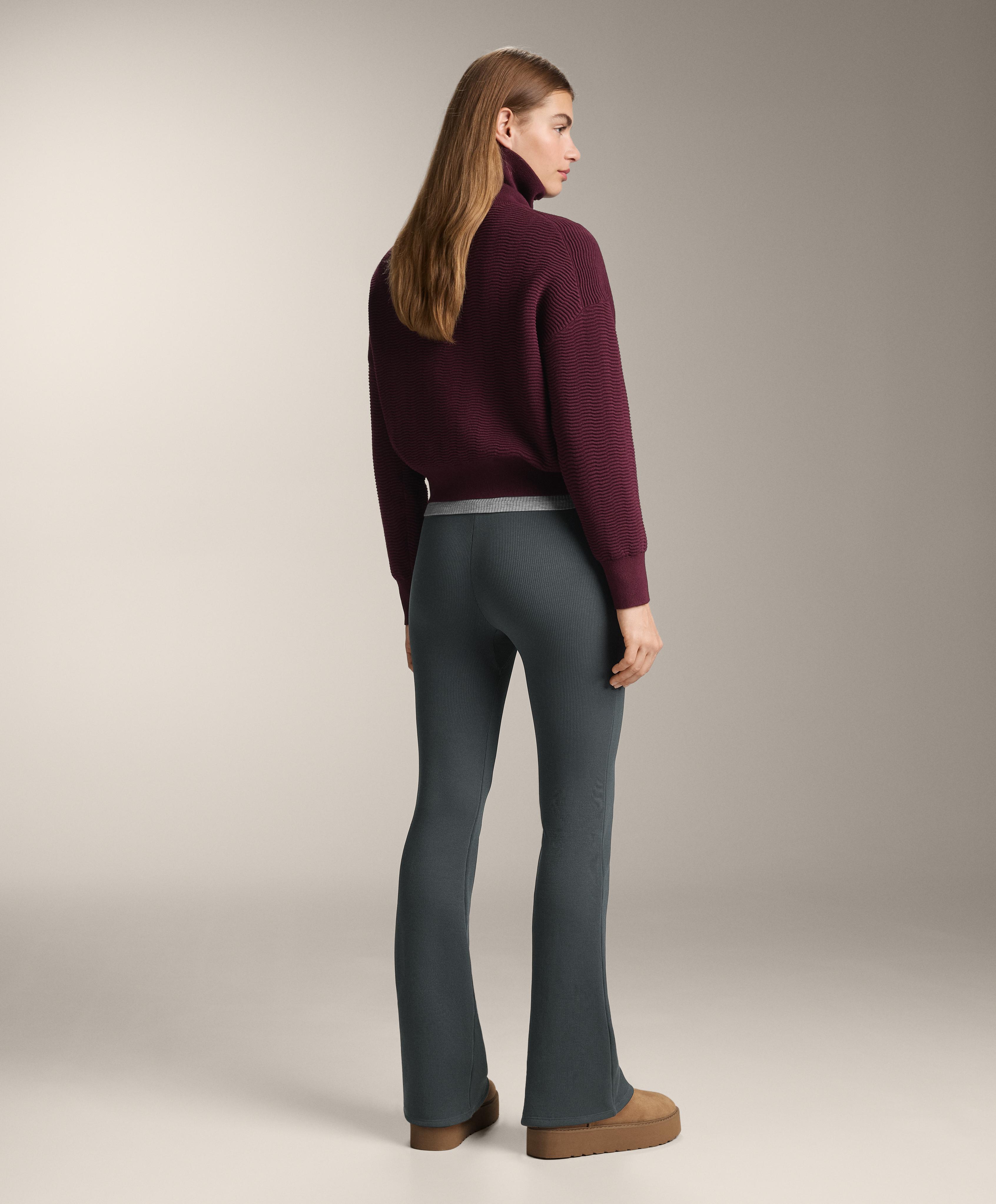 Super High Rise seamless extra warm rib flare trousers — ANTHRACITE GREY