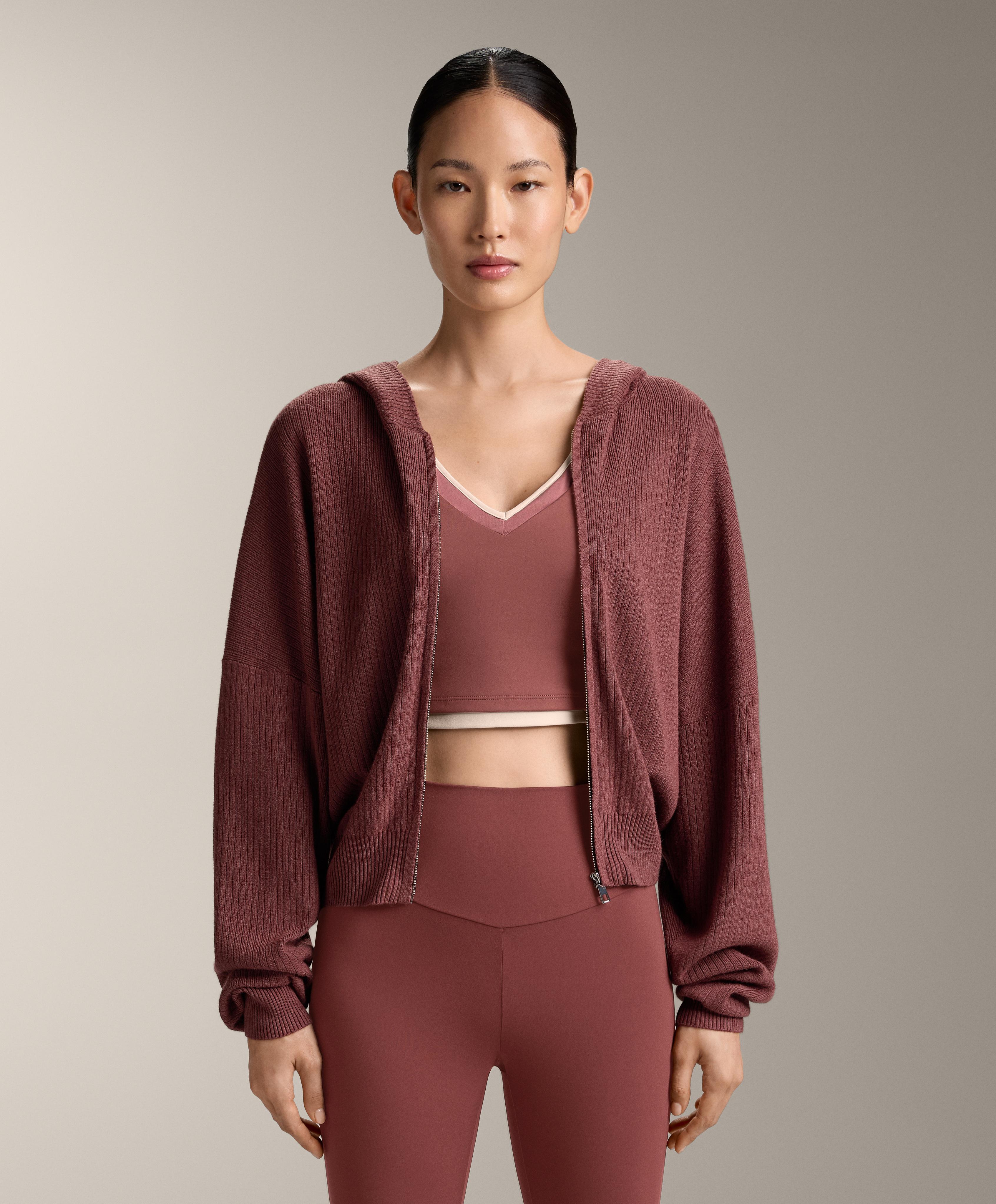 Strickjacke Rib mit Kapuze