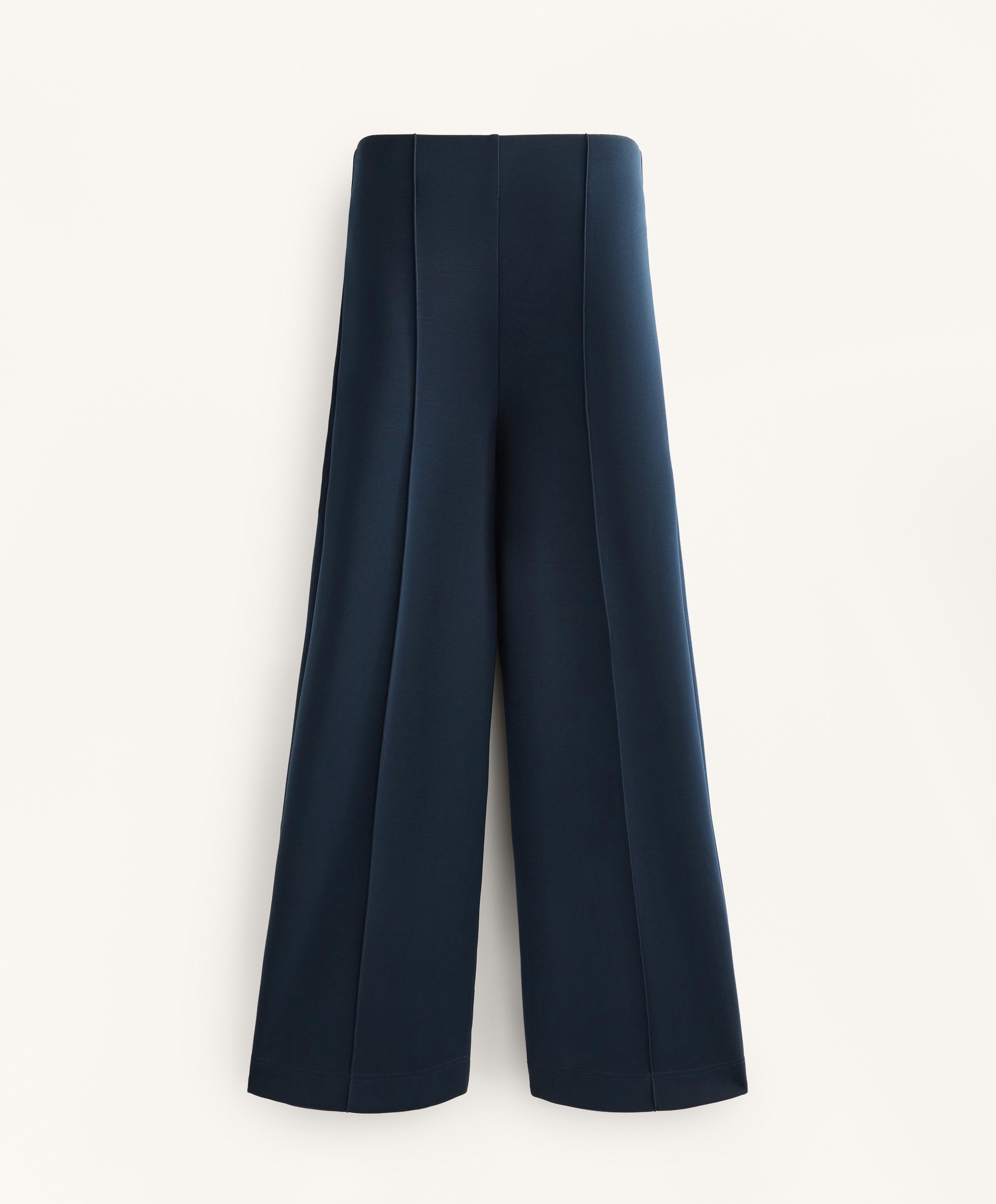 Straight-leg trousers with modal and crease — NAVY BLUE