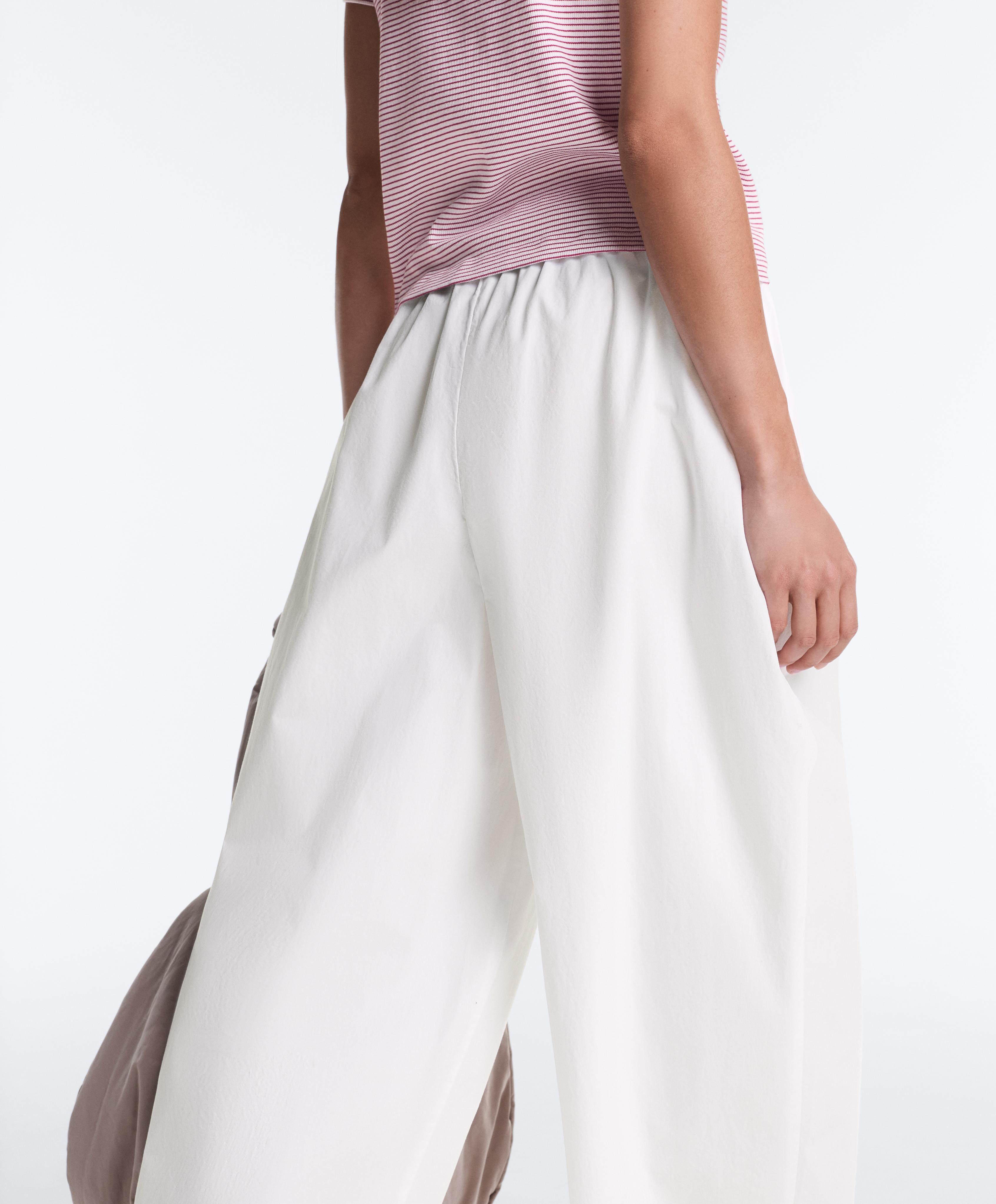 Pleated 100% cotton tapered trousers — WHITE 