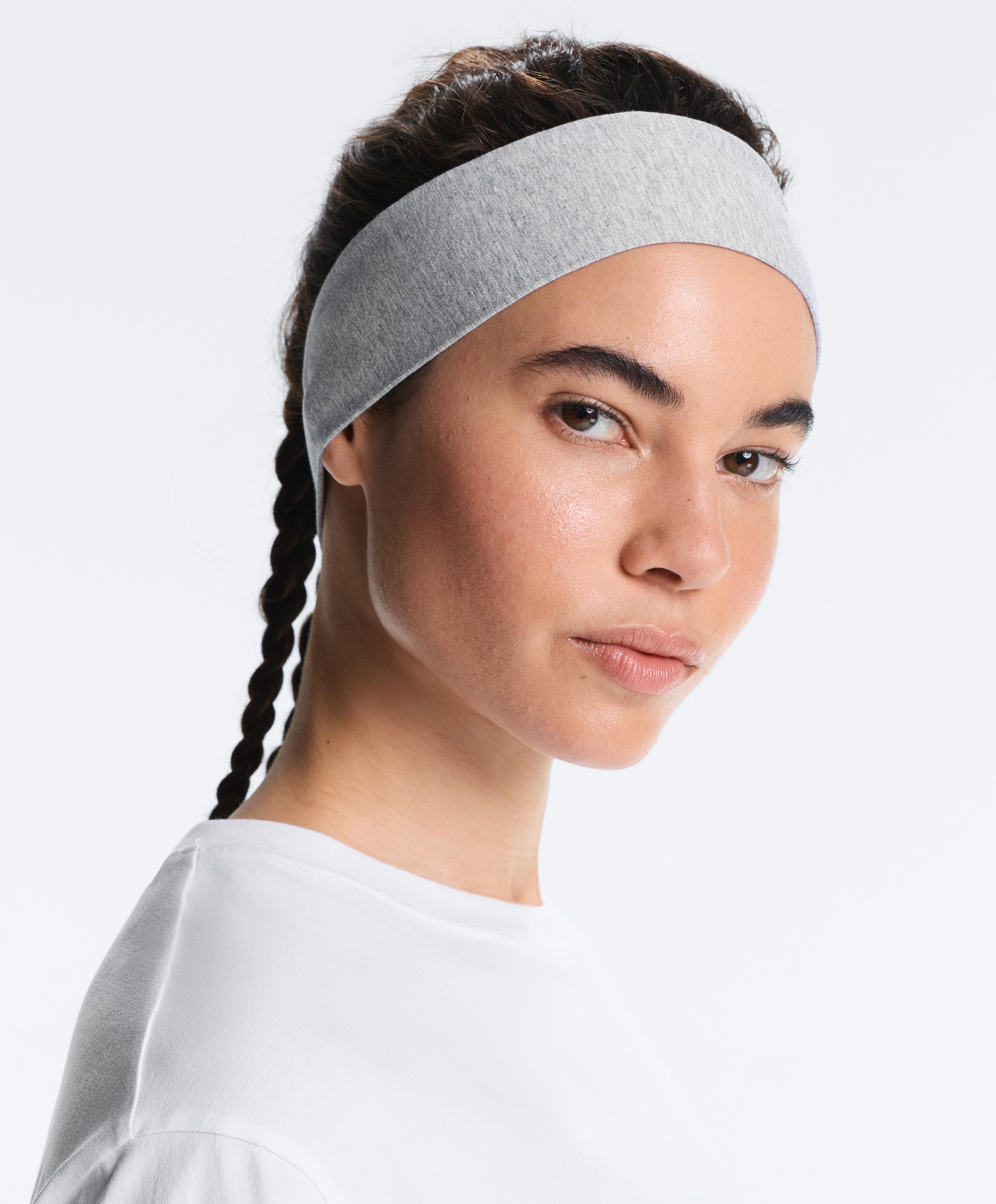Cotton blend melange headband — PALE GREY MELANGE