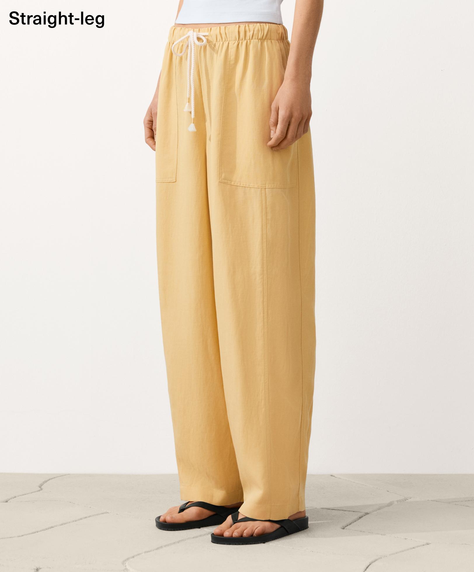 Pantalón recto mezcla lyocell y 24% lino