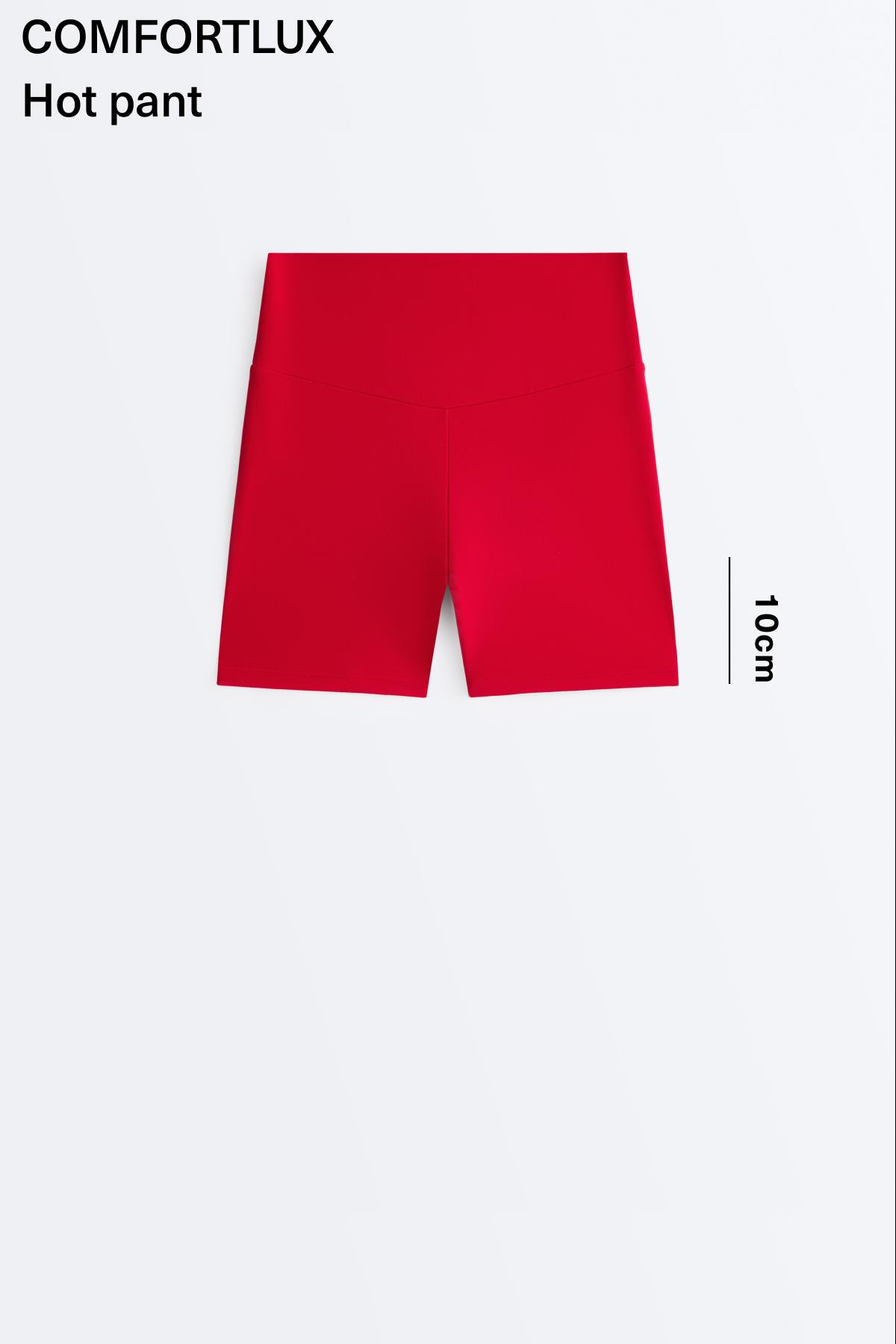Comfortlux high-waisted 10cm hot pants — STRONG RED