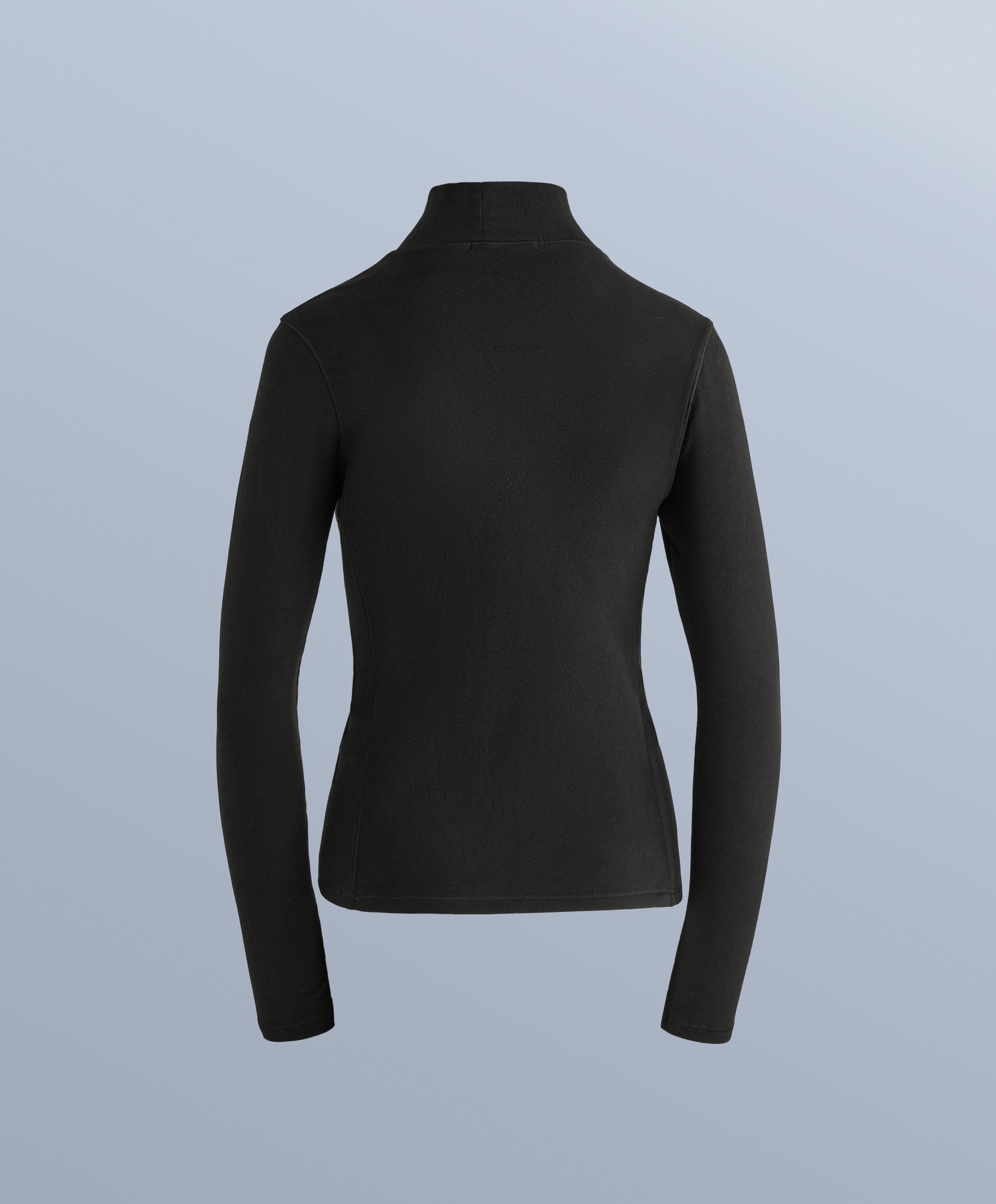 High-neck thermal base layer fleece top — BLACK