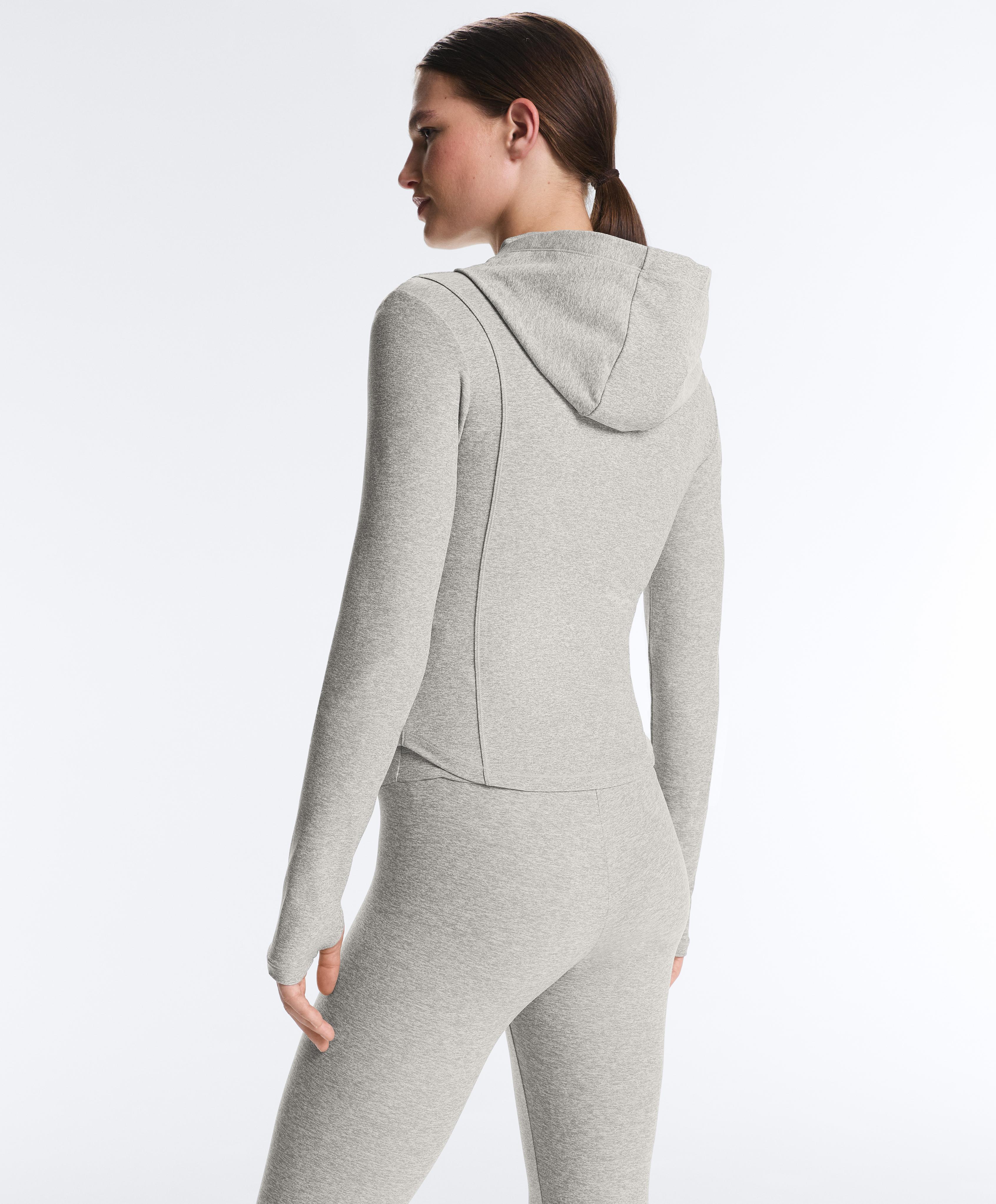 Technical marl hooded jacket — GREY MELANGE